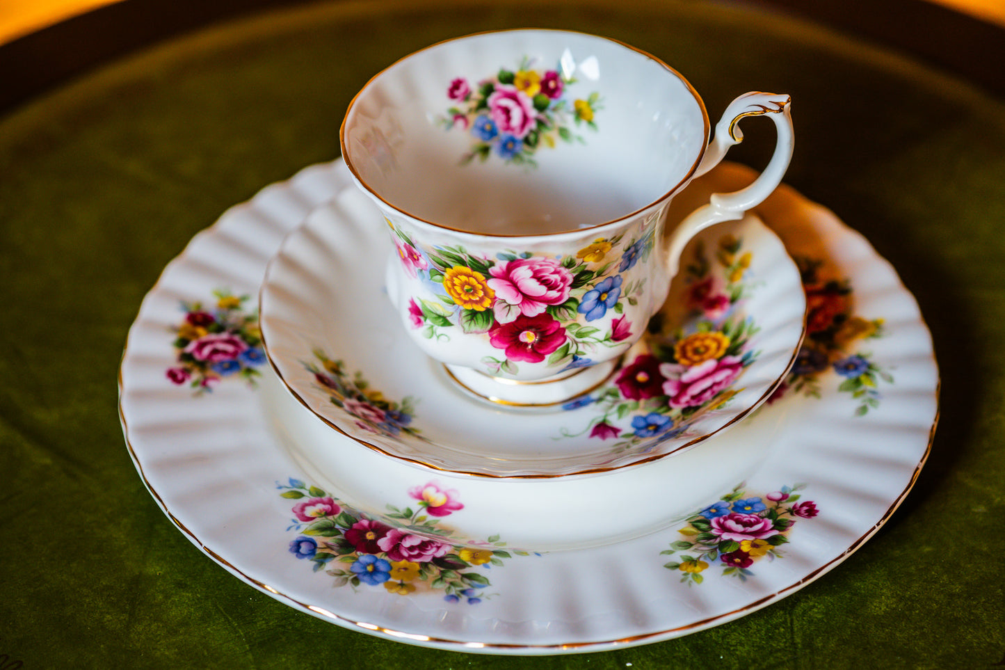 Royal Albert Chelsea Garden Trio Set- Teacup, Saucer and a Plate