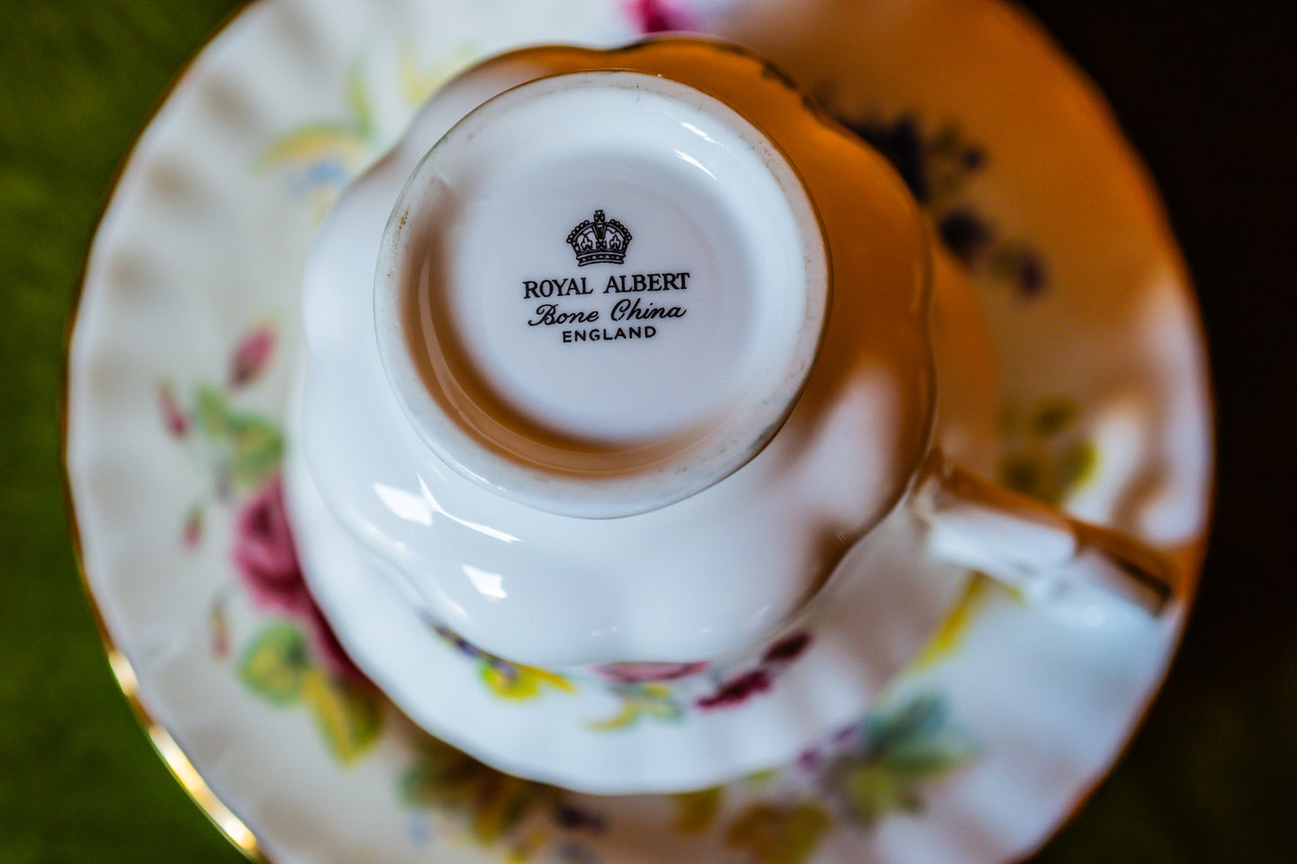 Royal Albert Pink Roses in a Basket Vintage Tea Cup and Saucer