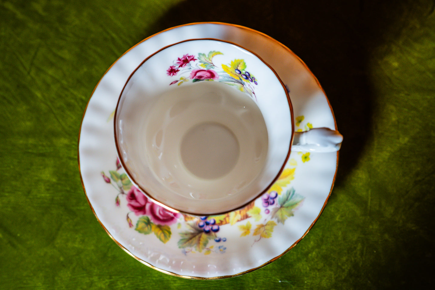 Royal Albert Pink Roses in a Basket Vintage Tea Cup and Saucer