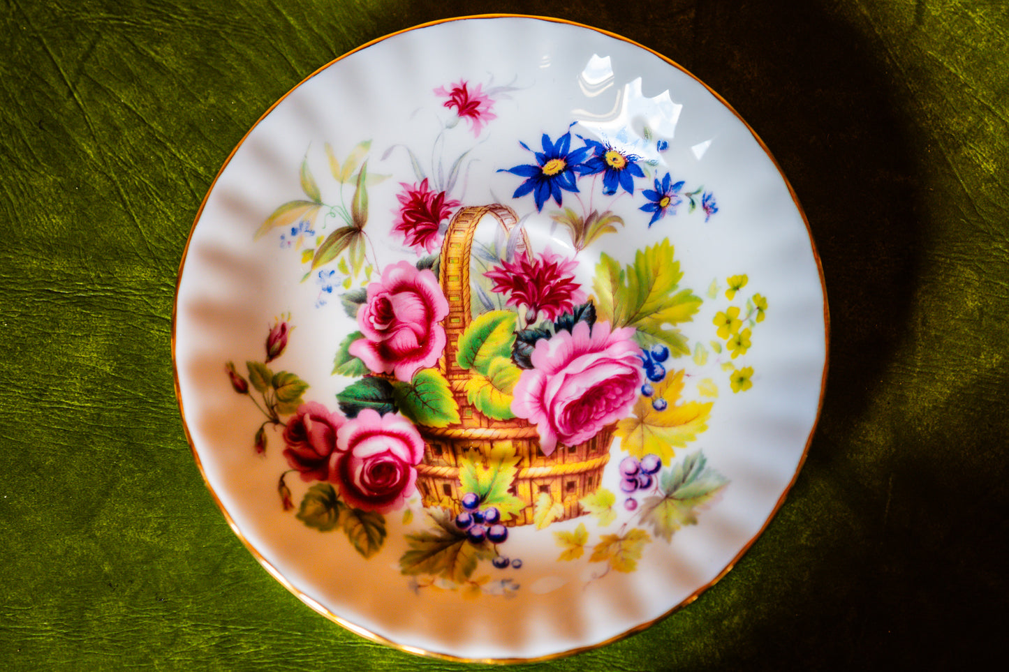 Royal Albert Pink Roses in a Basket Vintage Tea Cup and Saucer