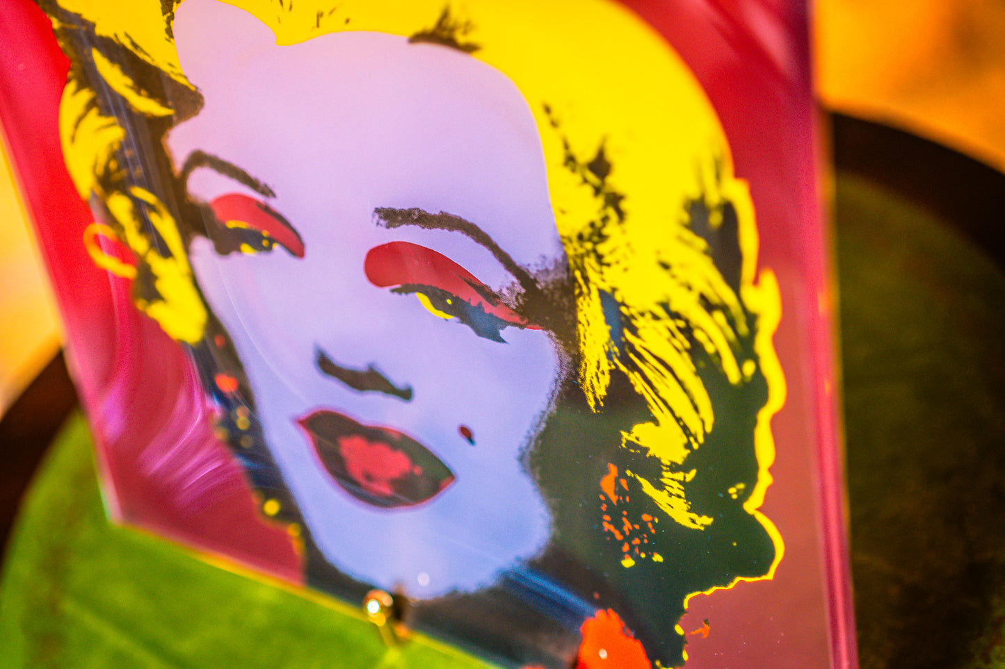 Glass Plate Marilyn Monroe by Andy Warhol, Rosenthal Studio, 1970s (Red)