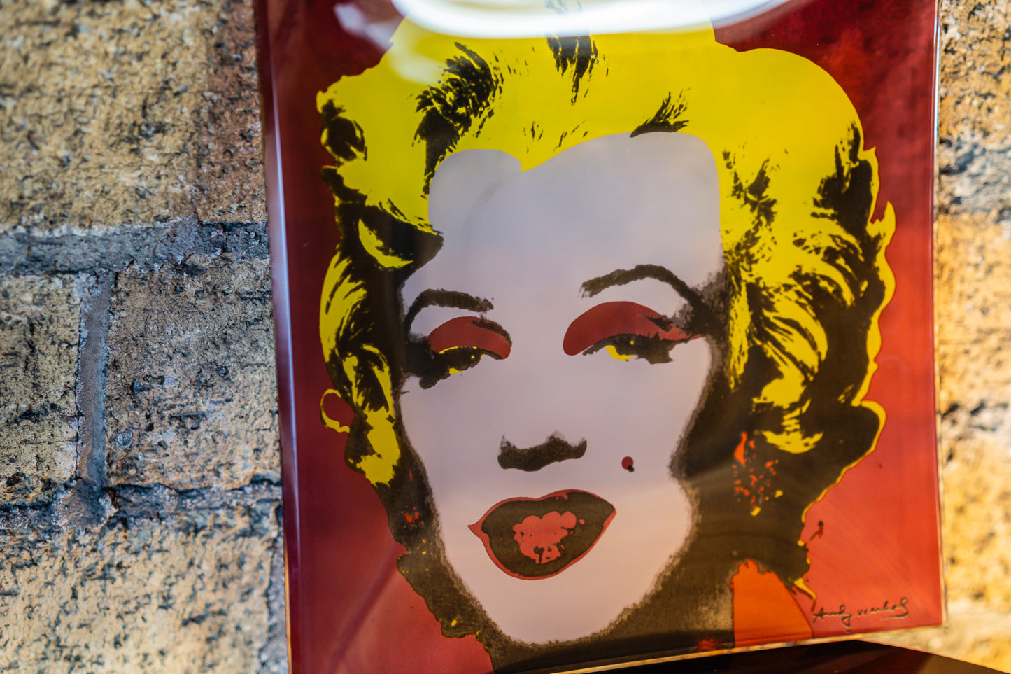 Glass Plate Marilyn Monroe by Andy Warhol, Rosenthal Studio, 1970s (Red)