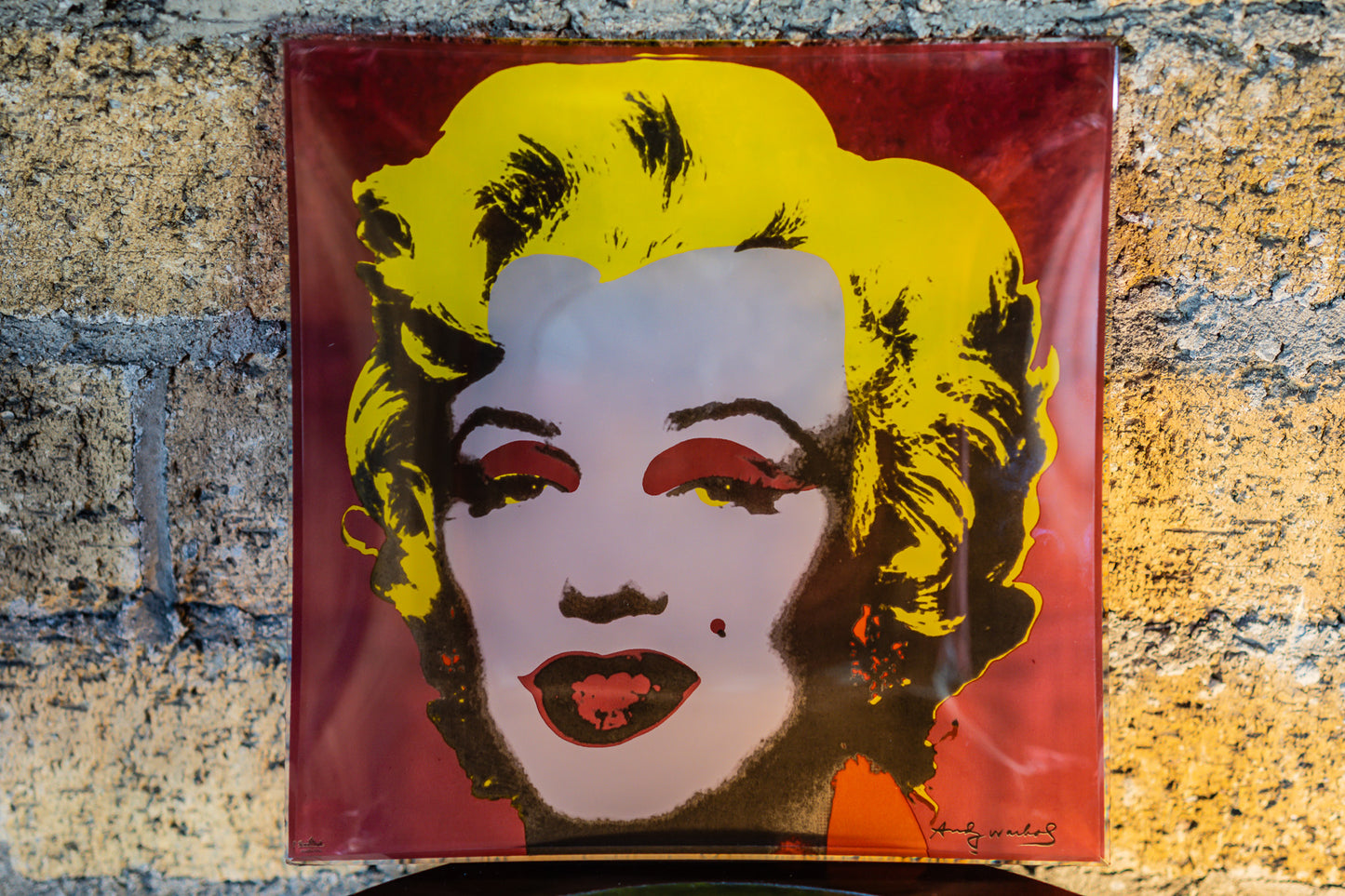 Glass Plate Marilyn Monroe by Andy Warhol, Rosenthal Studio, 1970s (Red)