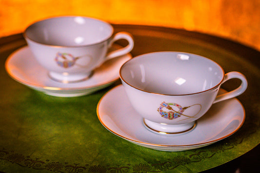 Arklow Pottery Cup and Saucer Tara Brooch Set of 2