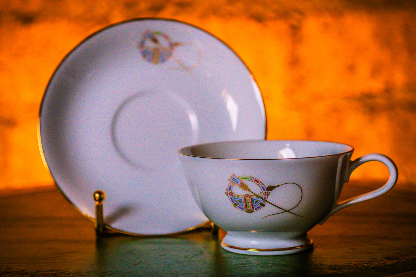 Arklow Pottery Cup and Saucer Tara Brooch Set of 2