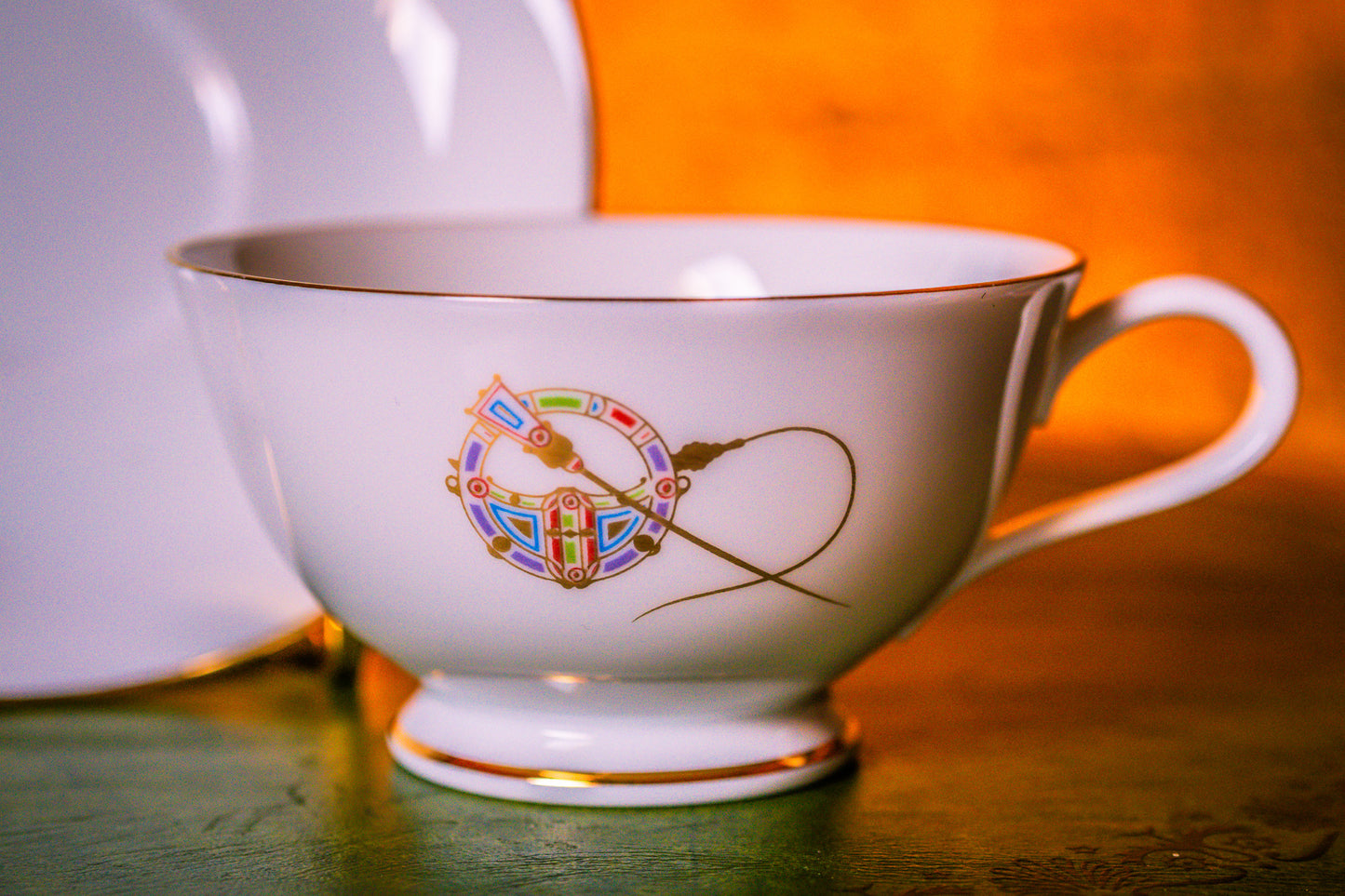 Arklow Pottery Cup and Saucer Tara Brooch Set of 2