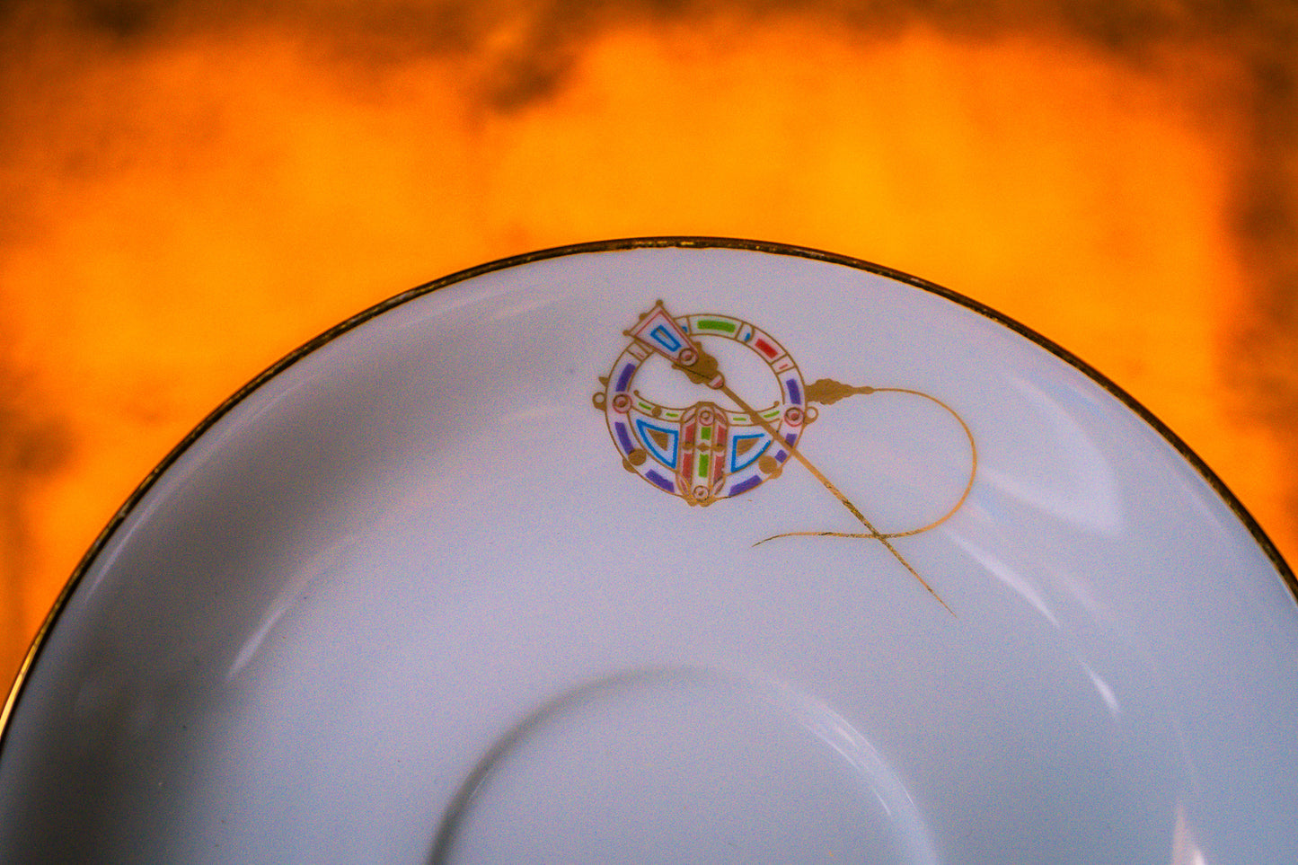 Arklow Pottery Cup and Saucer Tara Brooch Set of 2