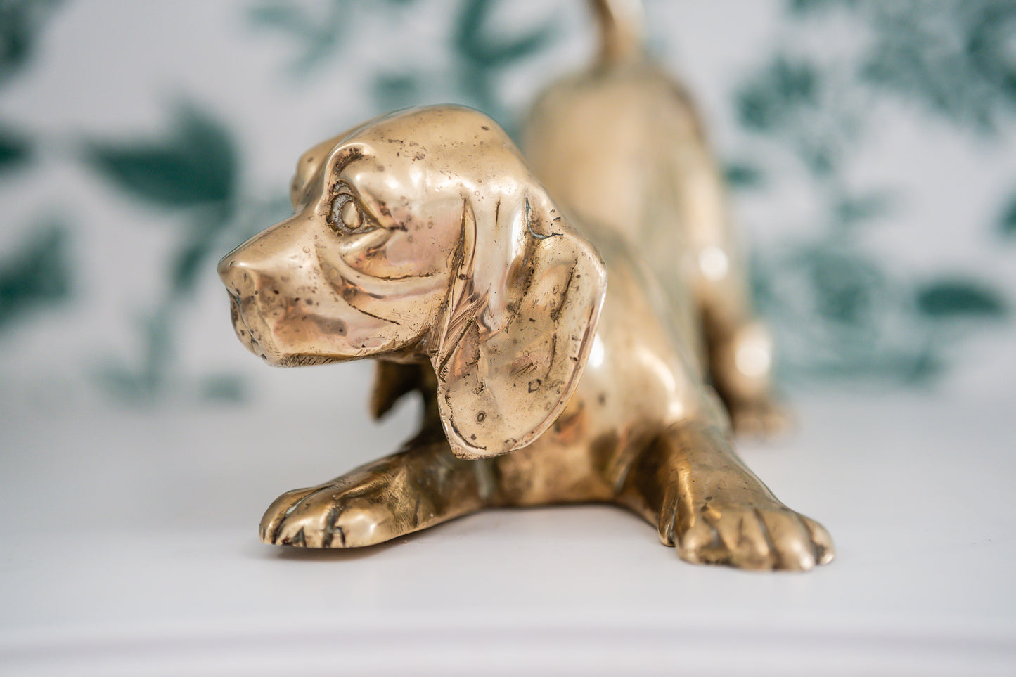 Very Heavy Solid Brass Puppy Figure / Door Stopper