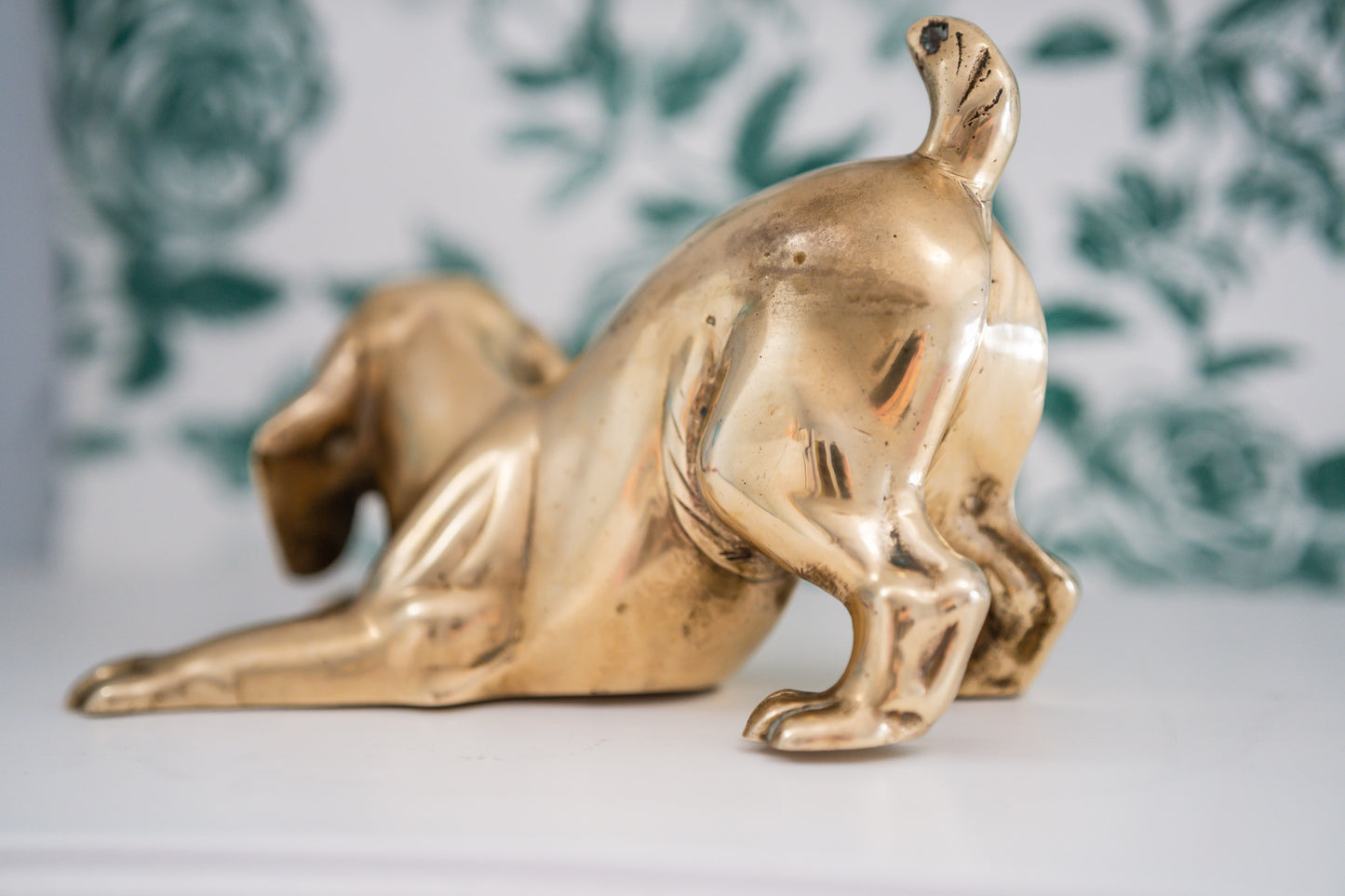 Very Heavy Solid Brass Puppy Figure / Door Stopper