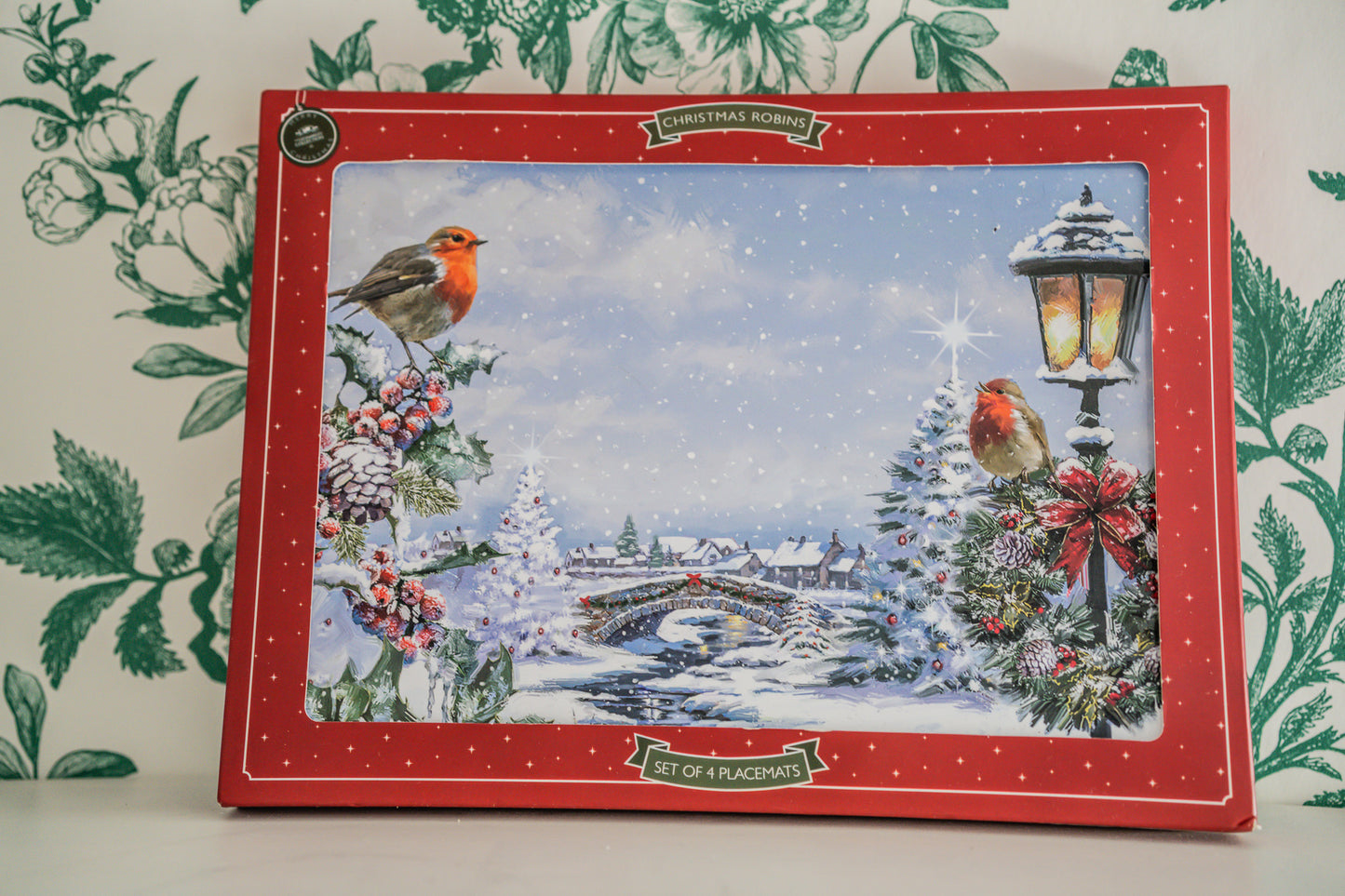 Christmas Robins Set of 4 Cork Back Placemats