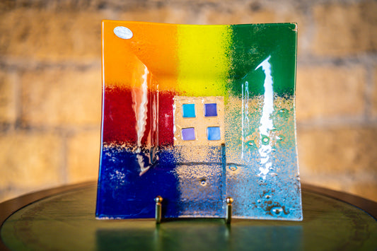 Murano Glass Square Colour Block Plate