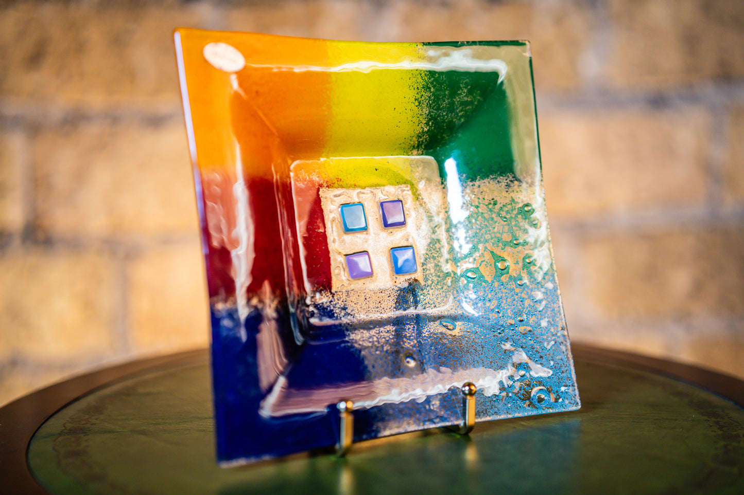 Murano Glass Square Colour Block Plate