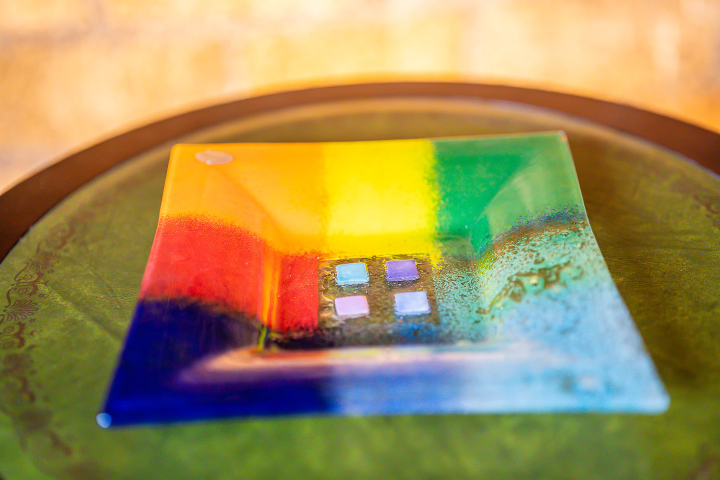 Murano Glass Square Colour Block Plate