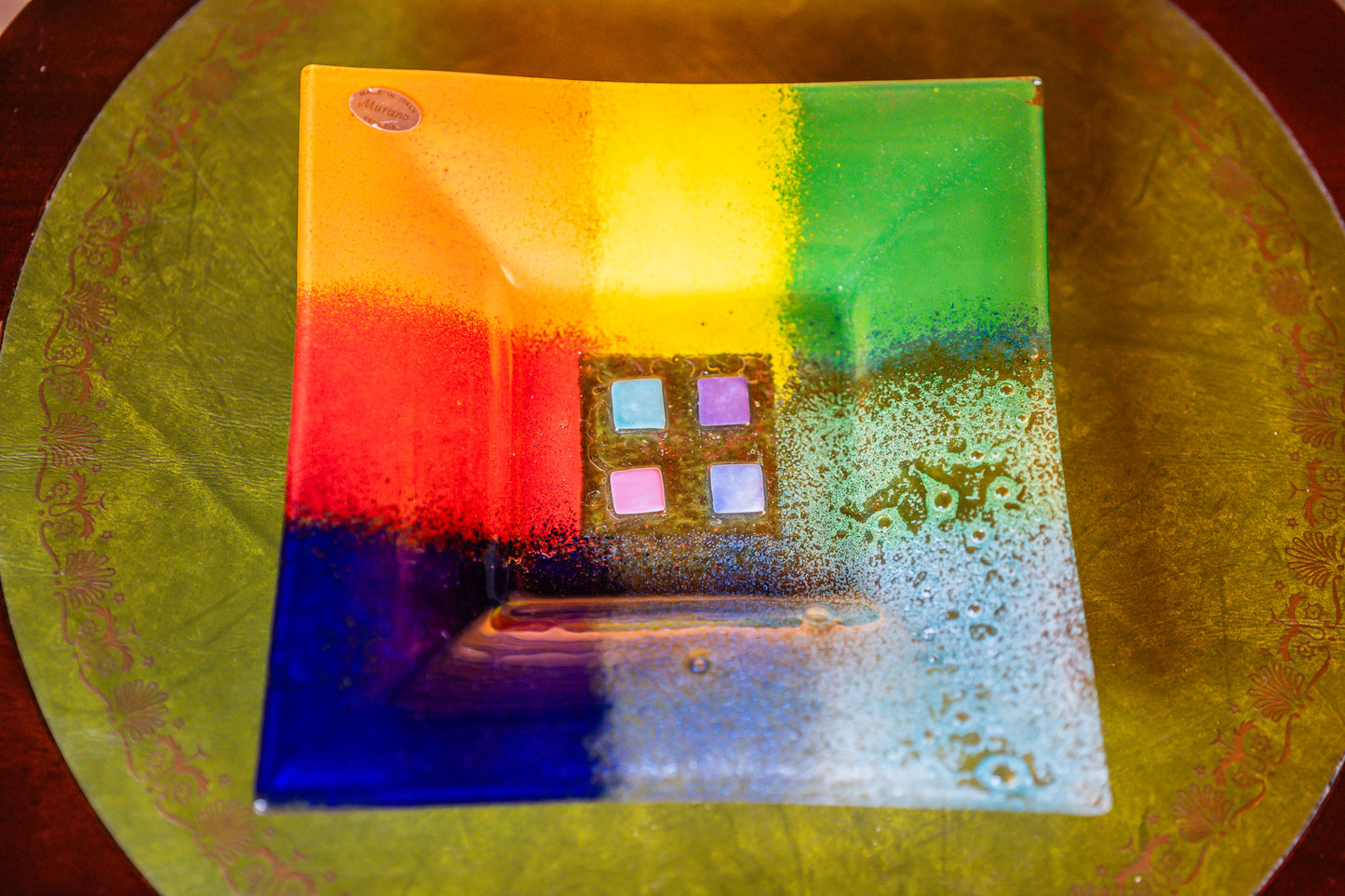 Murano Glass Square Colour Block Plate