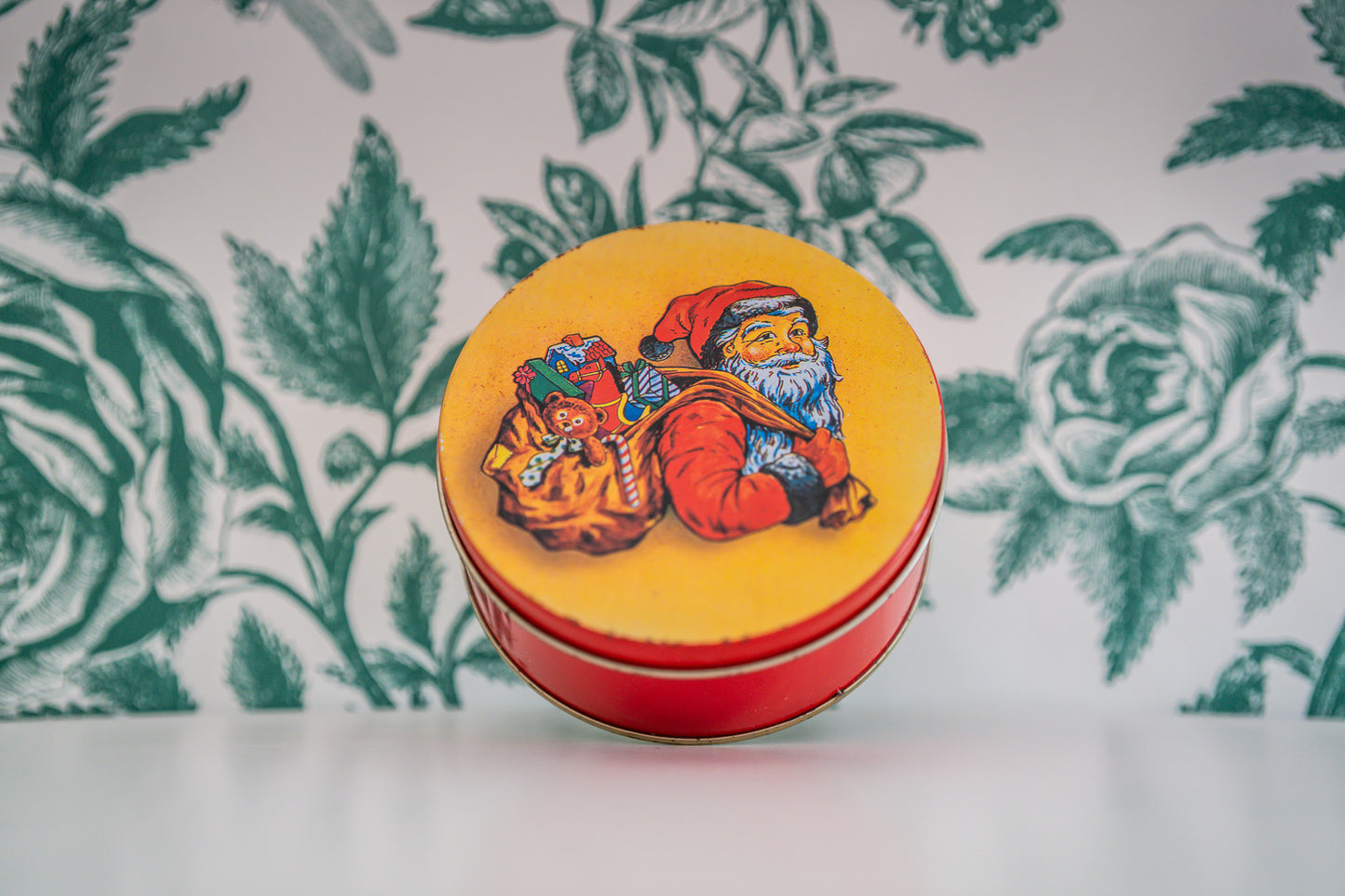 Vintage Santa Claus Candle in a Tin