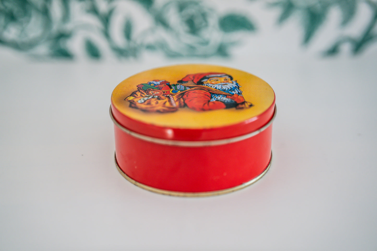 Vintage Santa Claus Candle in a Tin