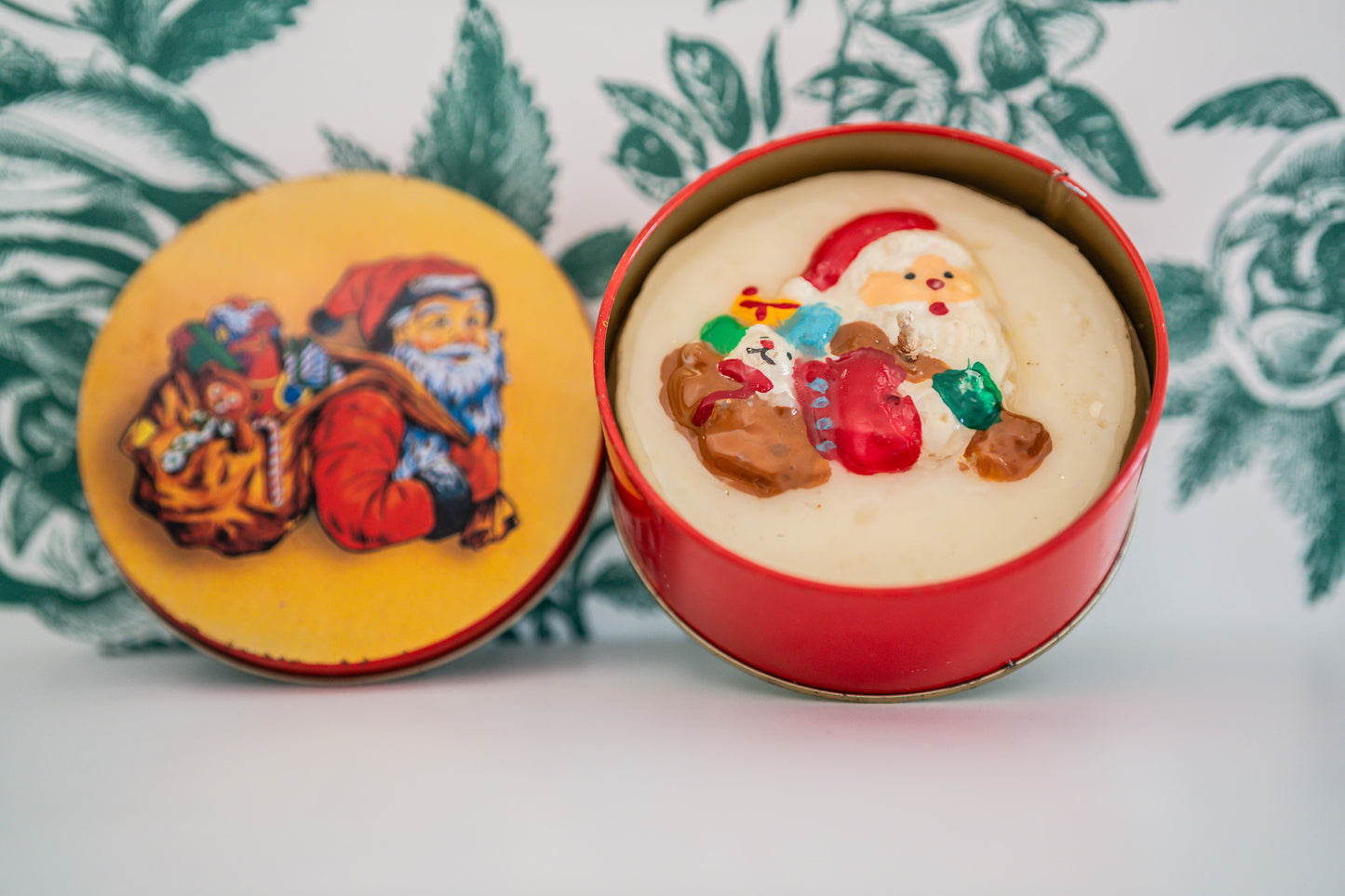 Vintage Santa Claus Candle in a Tin