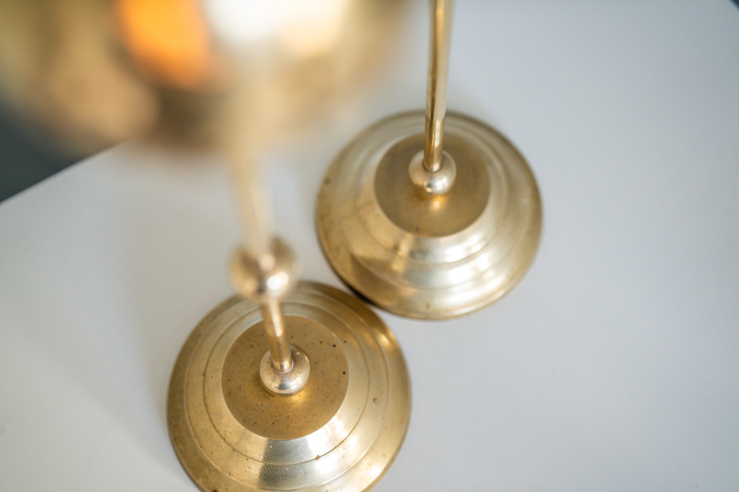 Vintage Pierced Brass 2 Candle Holders Filigree Anchors Candlesticks