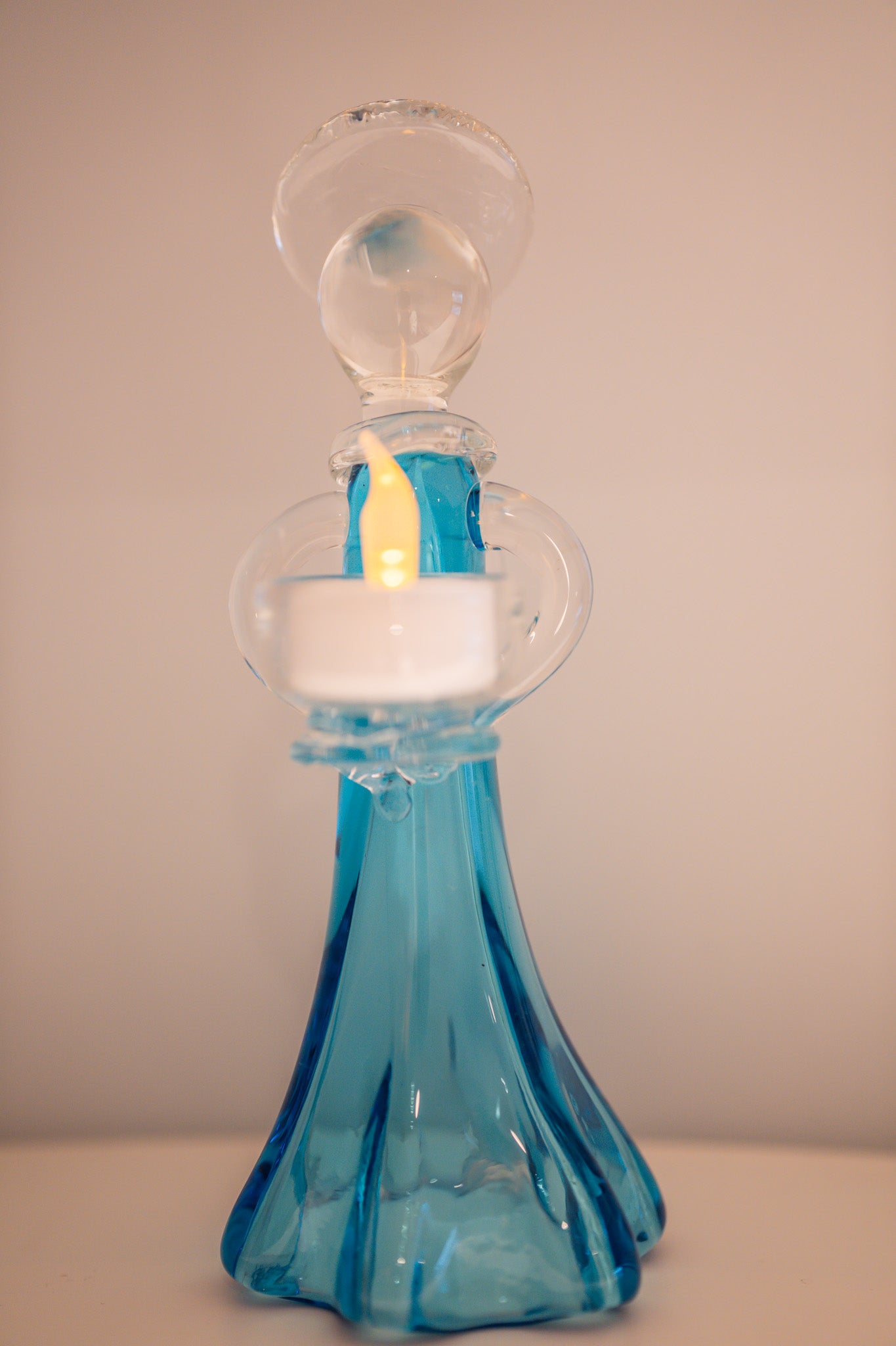 Blue Glass Angel Candleholder