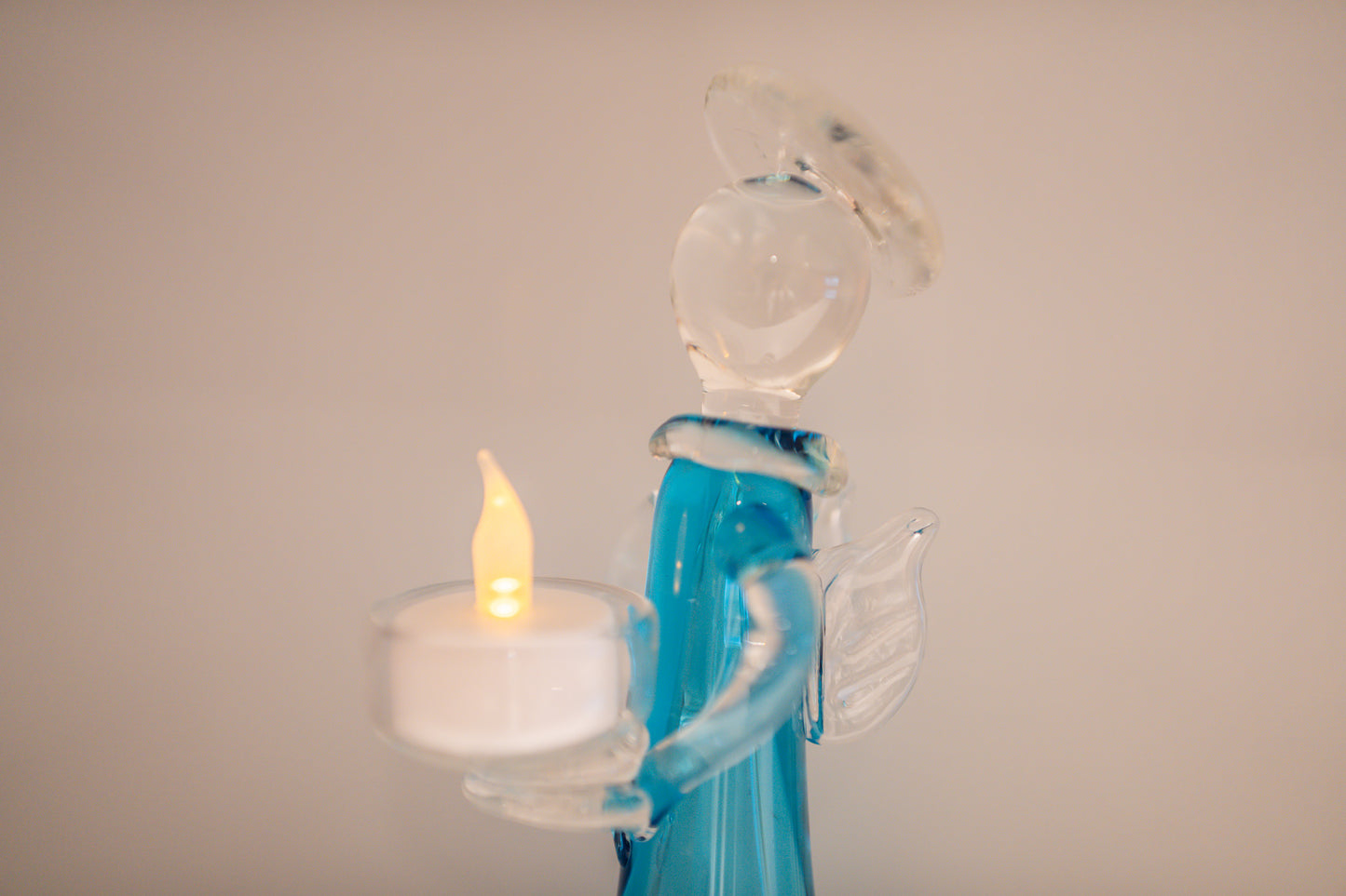 Blue Glass Angel Candleholder