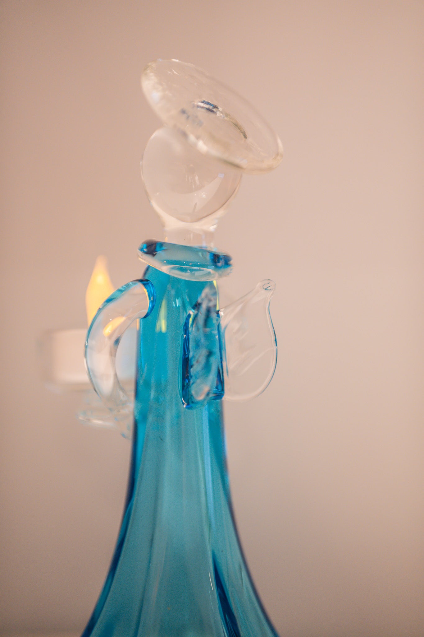 Blue Glass Angel Candleholder