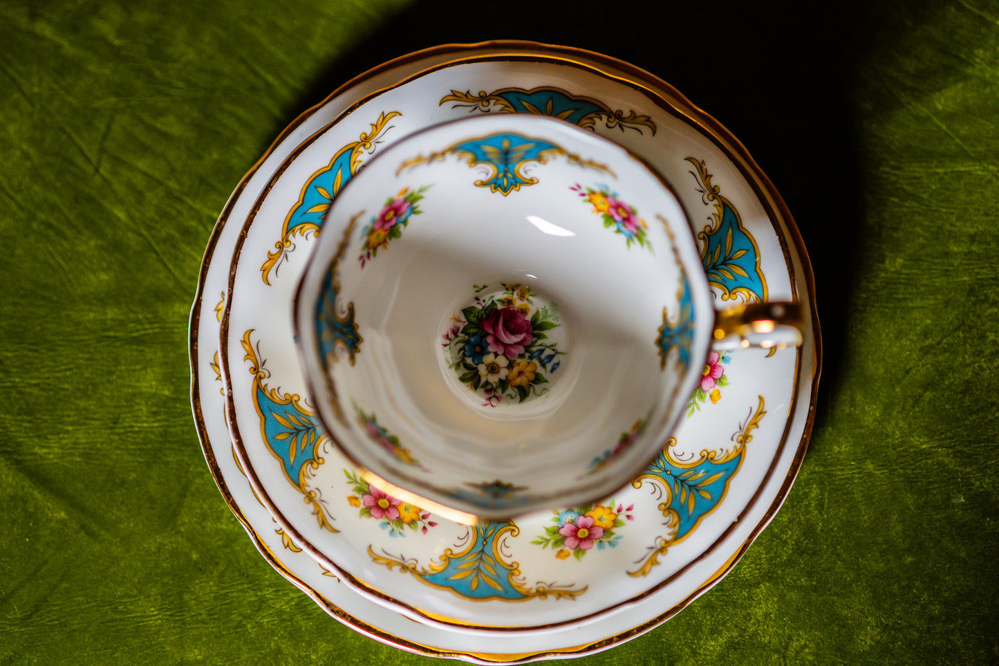 Arklow Irish Green Clover Trio Set – Teacup, Saucer, and Plate