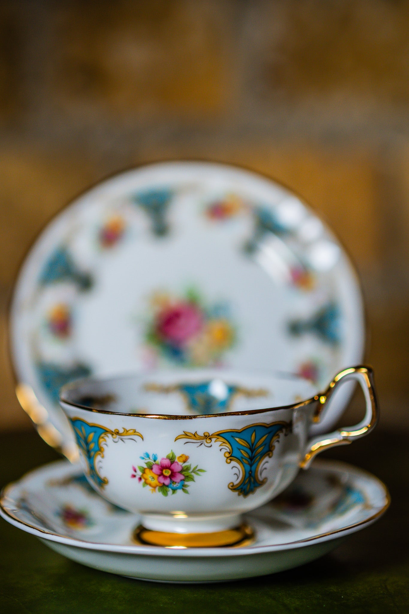 Arklow Irish Green Clover Trio Set – Teacup, Saucer, and Plate