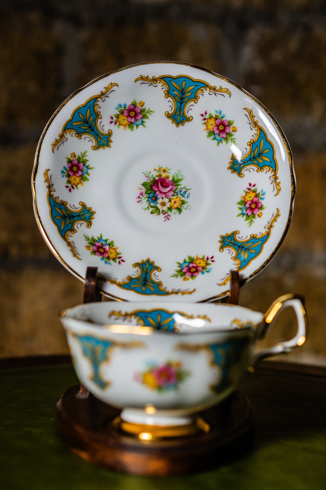 Arklow Irish Green Clover Trio Set – Teacup, Saucer, and Plate