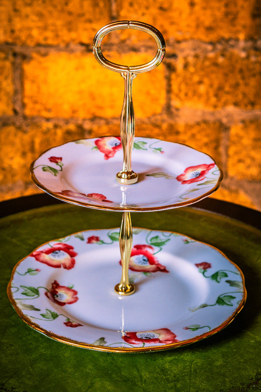 Royal Albert - 100 Years 1970s Poppy Two Tier Cake Stand