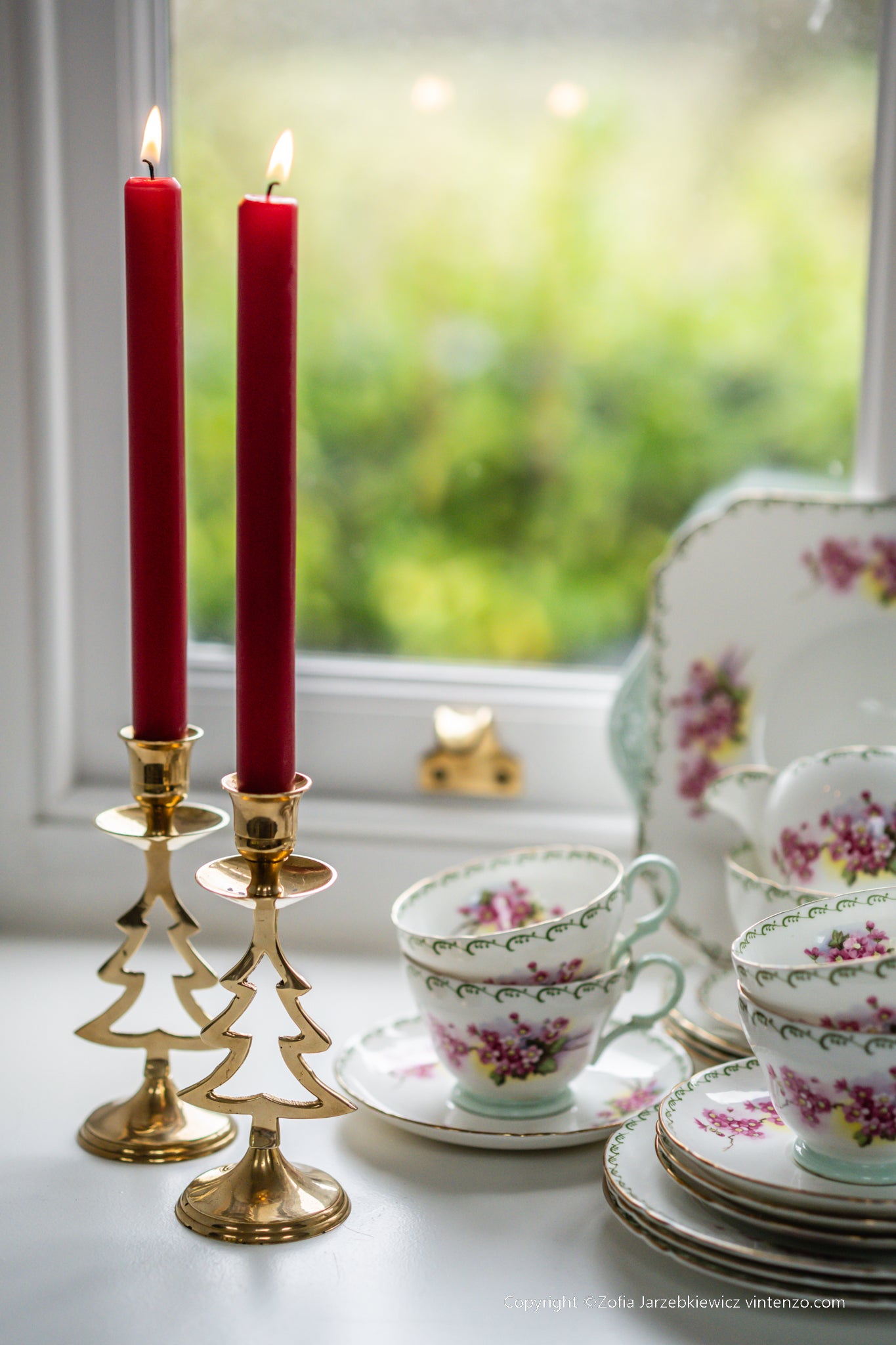 Brass Christmas Tree Candle Holder Set of 2