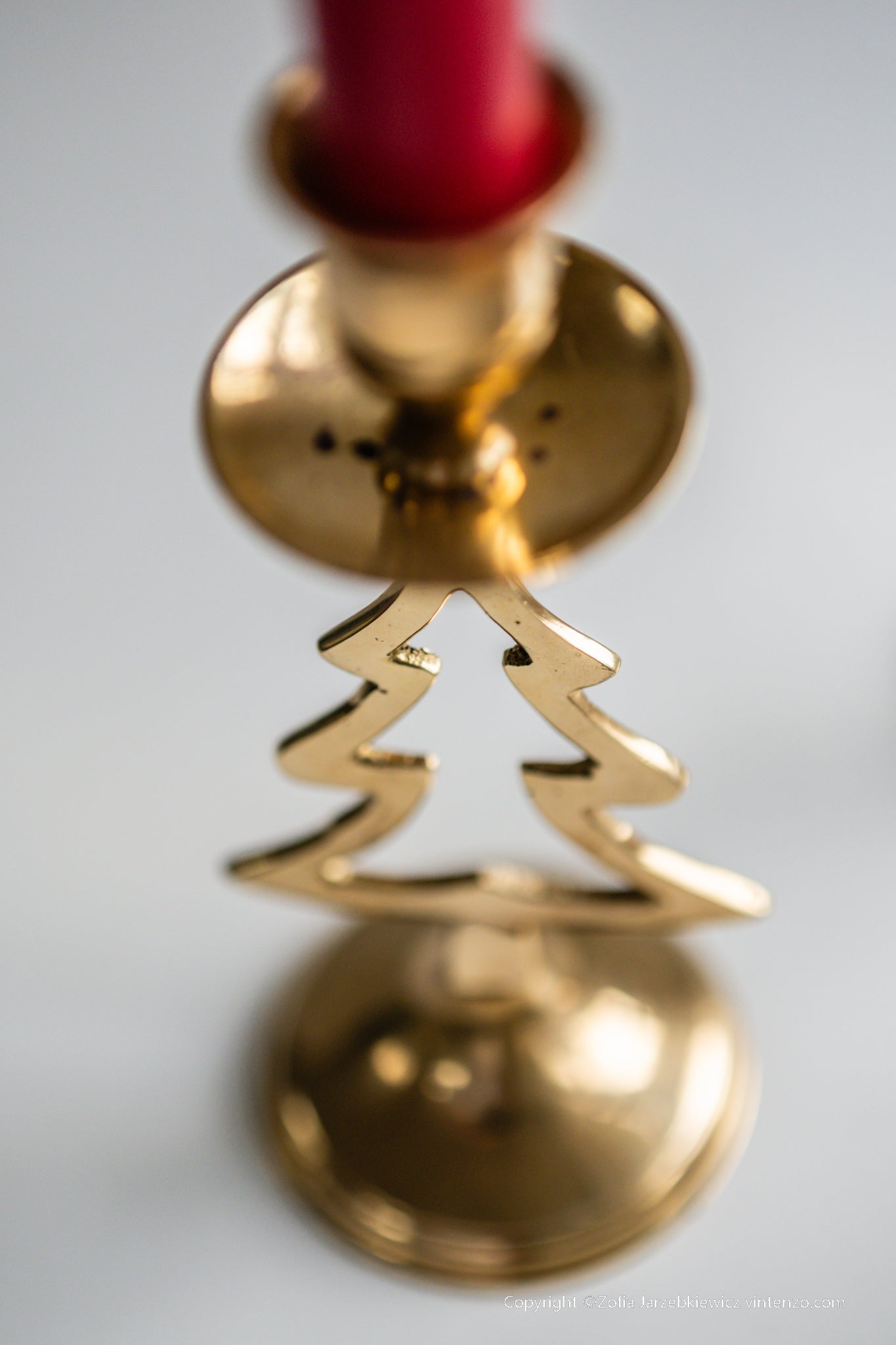 Brass Christmas Tree Candle Holder Set of 2