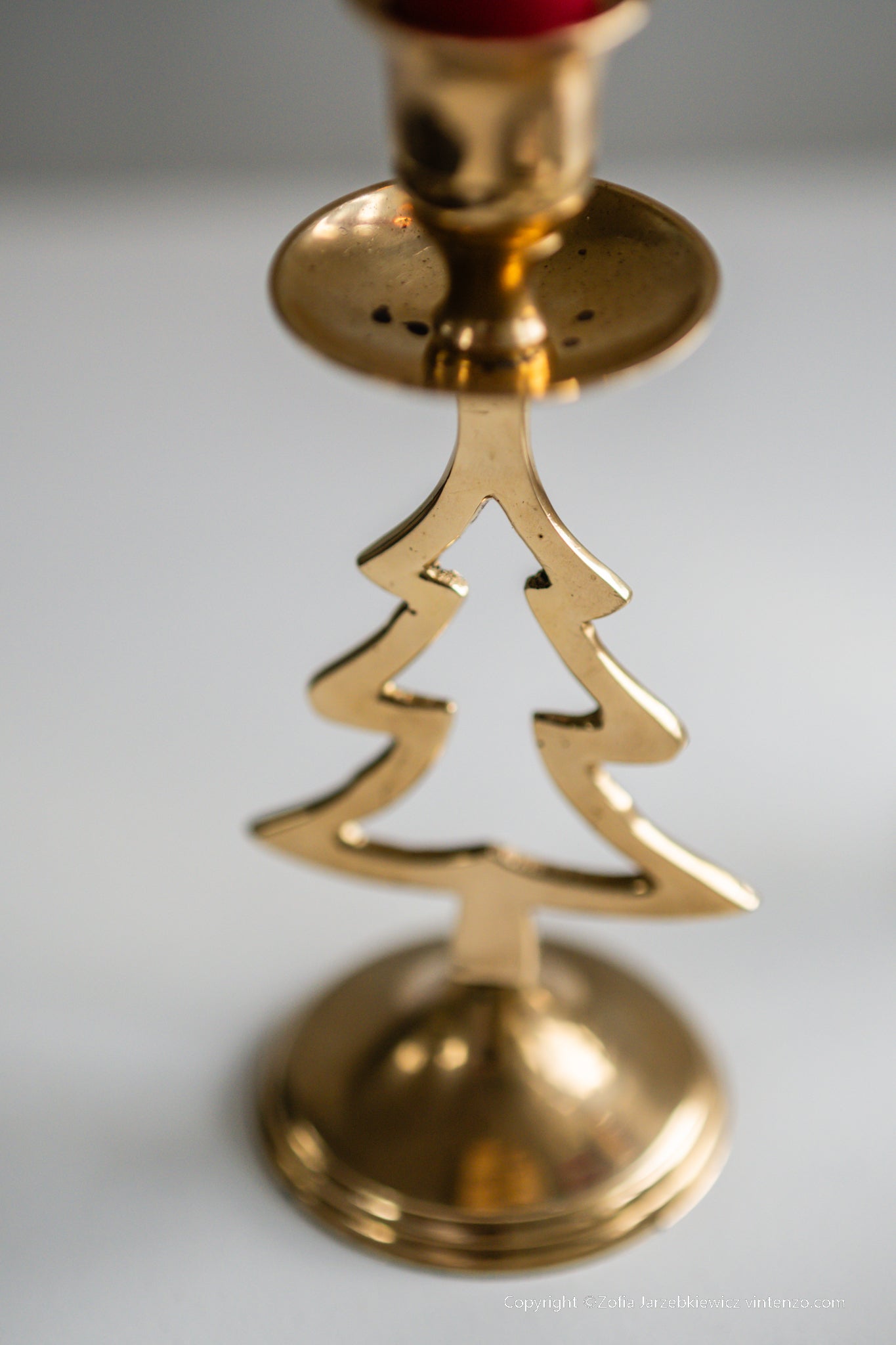 Brass Christmas Tree Candle Holder Set of 2