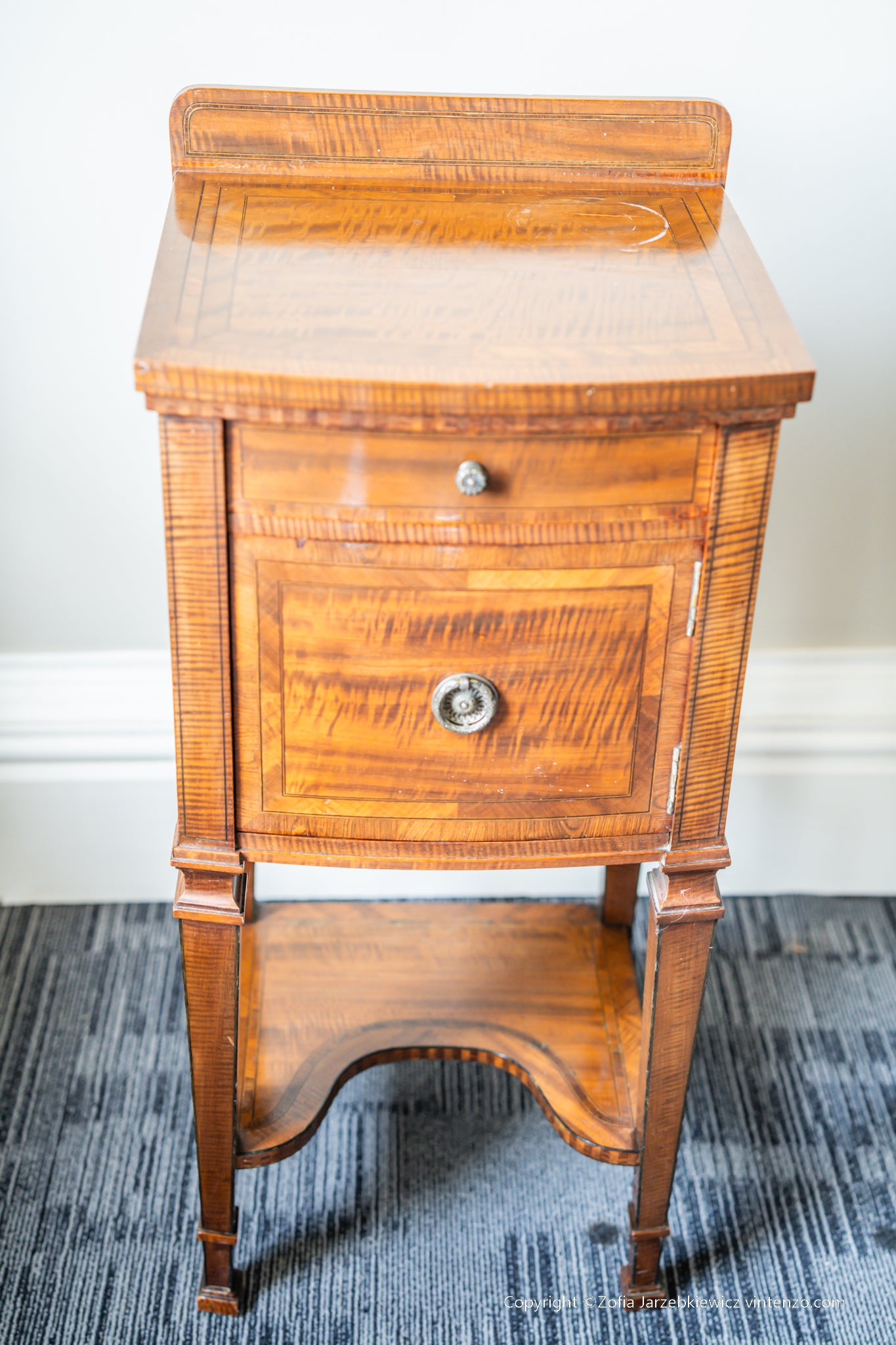 Antique Inlaid Bedside Table