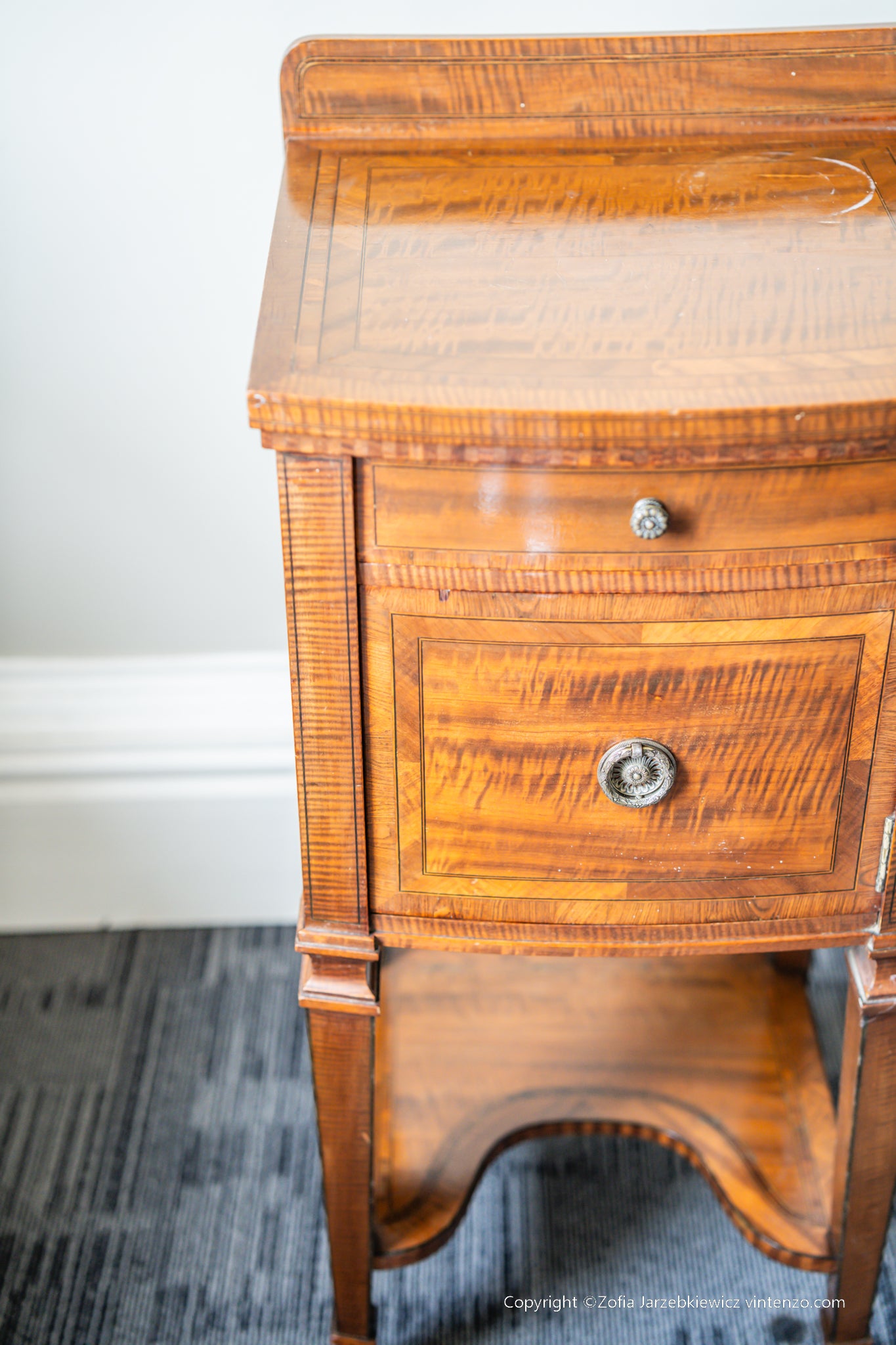 Antique Inlaid Bedside Table