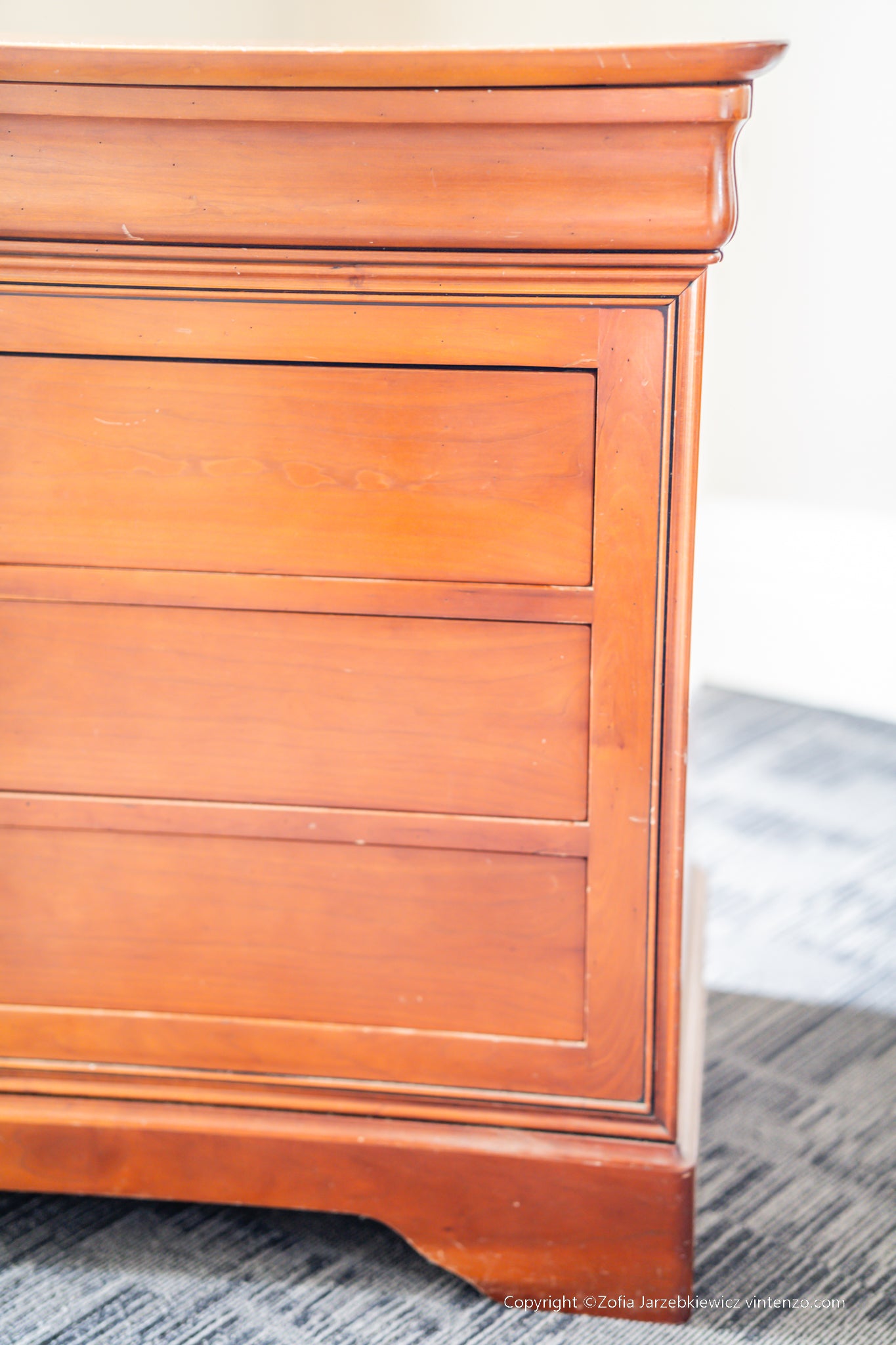 A French Cherrywood Four Drawer Chest of Drawers