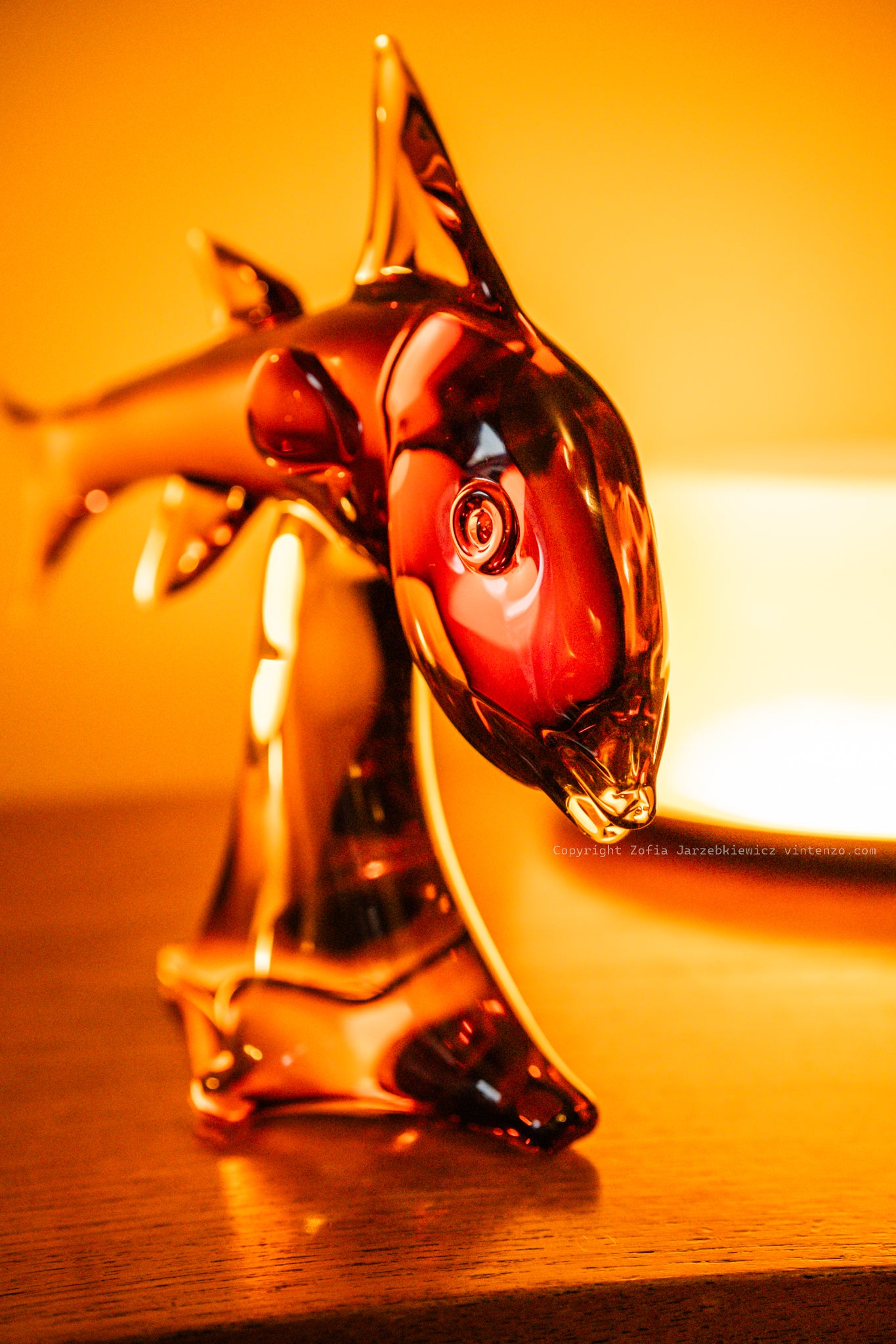 Vintage Murano Blown Amber Glass Shark Sculpture