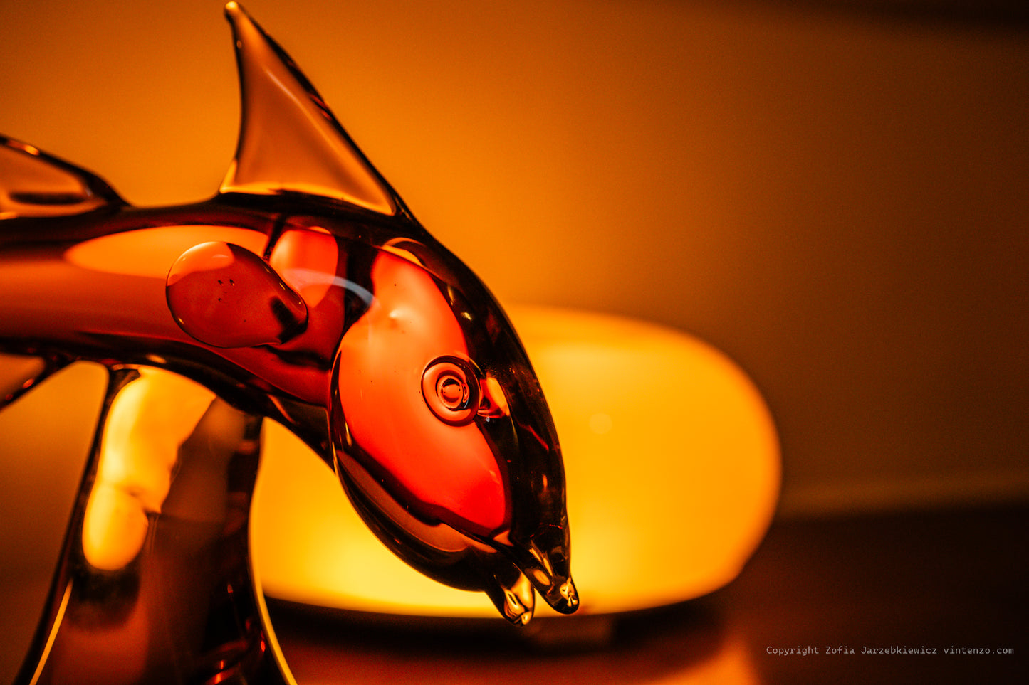 Vintage Murano Blown Amber Glass Shark Sculpture