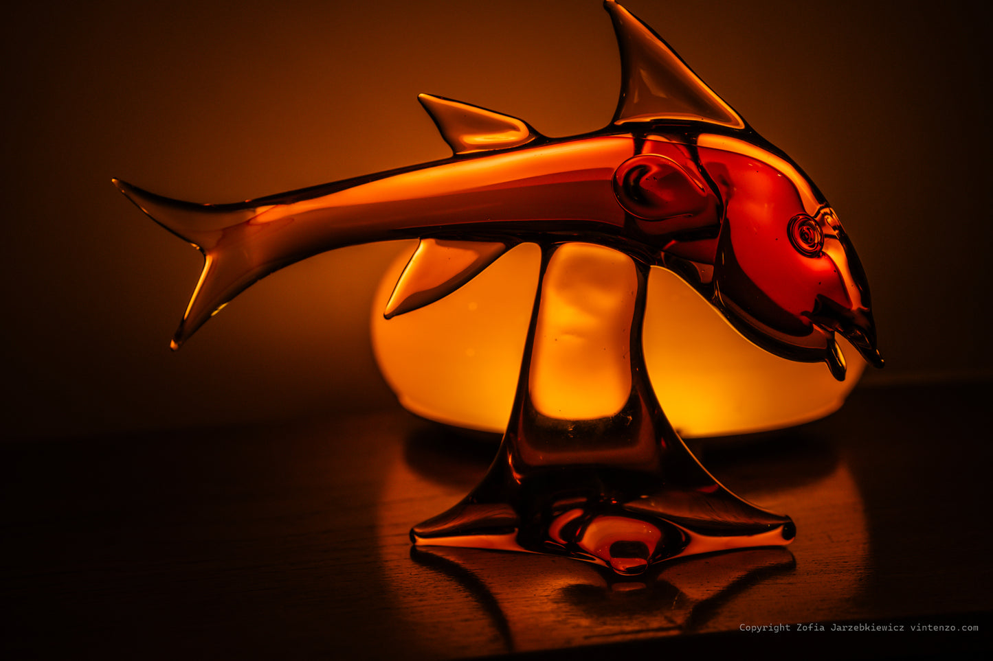 Vintage Murano Blown Amber Glass Shark Sculpture