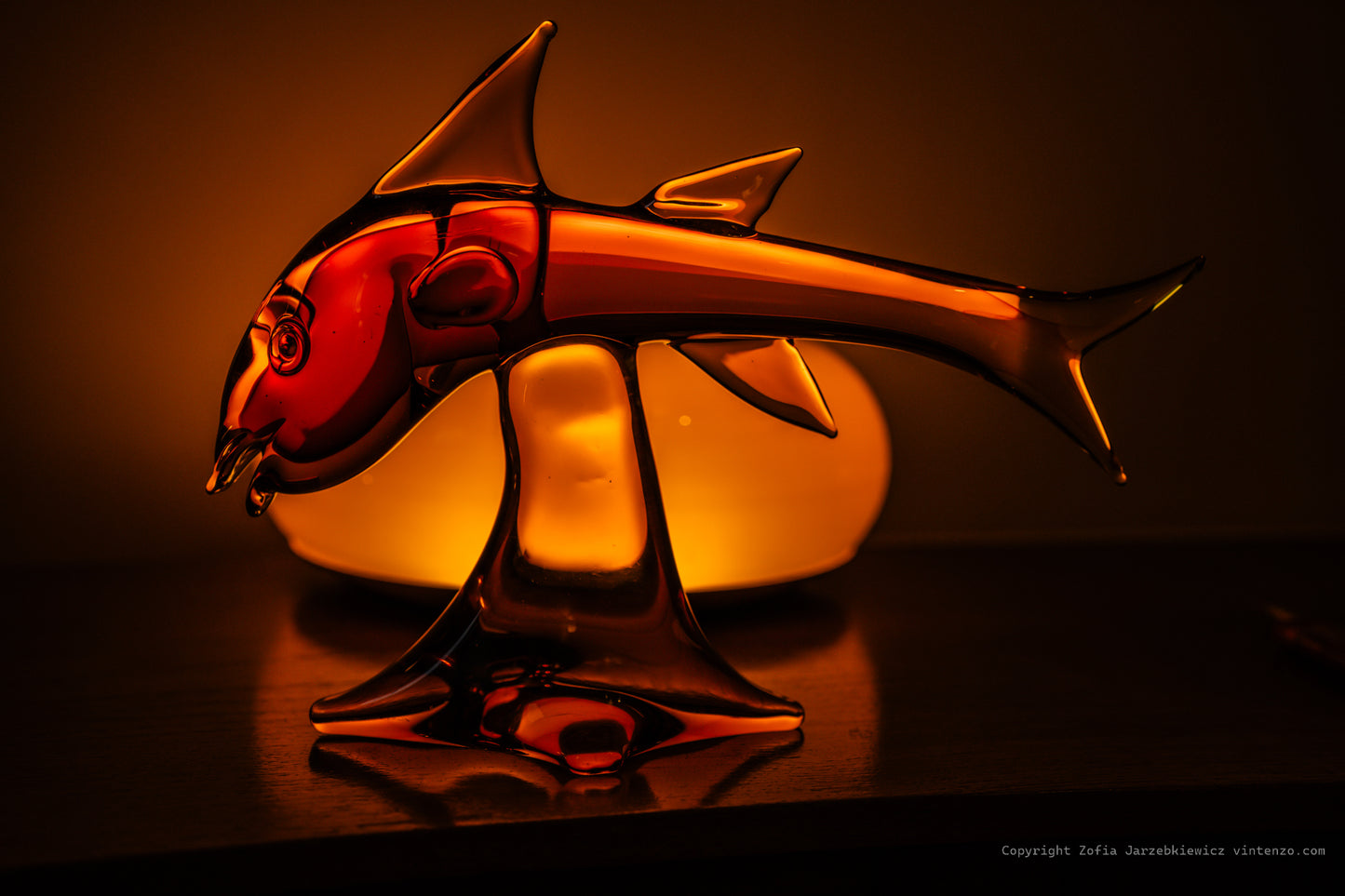 Vintage Murano Blown Amber Glass Shark Sculpture