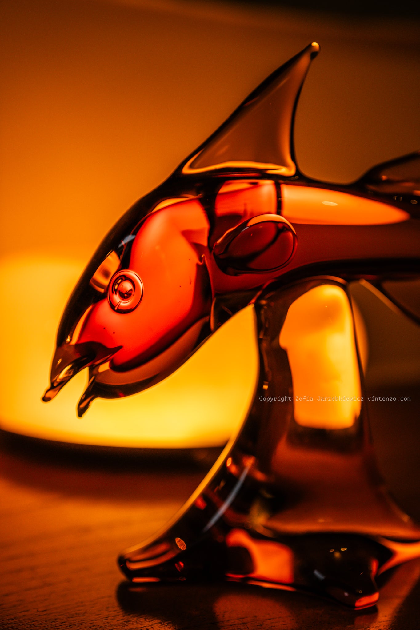 Vintage Murano Blown Amber Glass Shark Sculpture