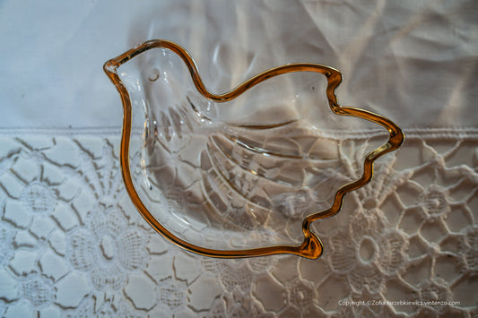 Vintage Glass/Crystal Bird-Shaped Trinket Box