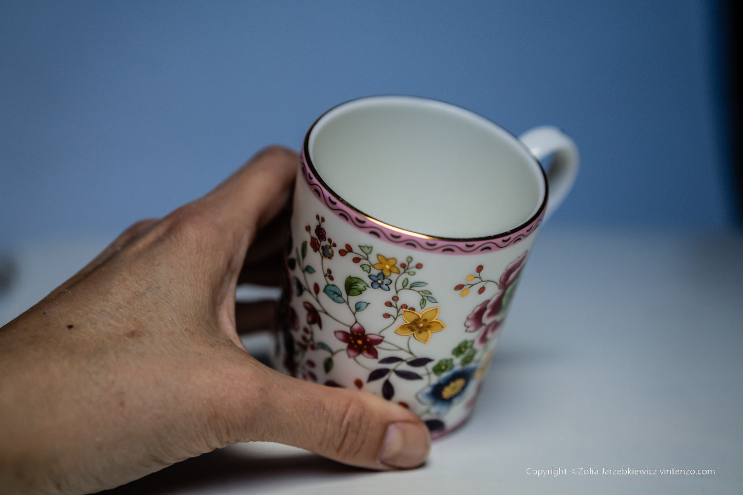 Wedgwood Pink Chrysanthemum Archive Mug