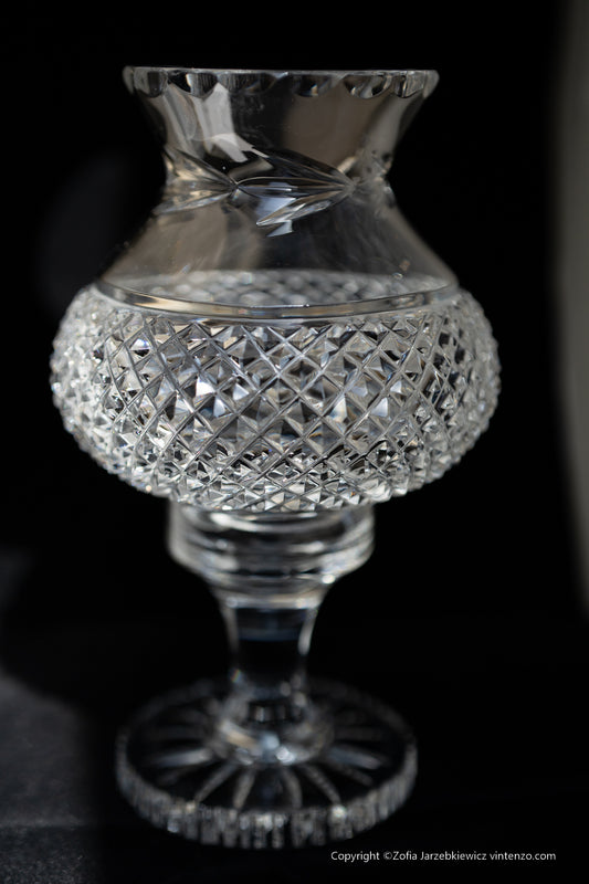 Galway Crystal Hurricane Cut Crystal Fairy Lamp