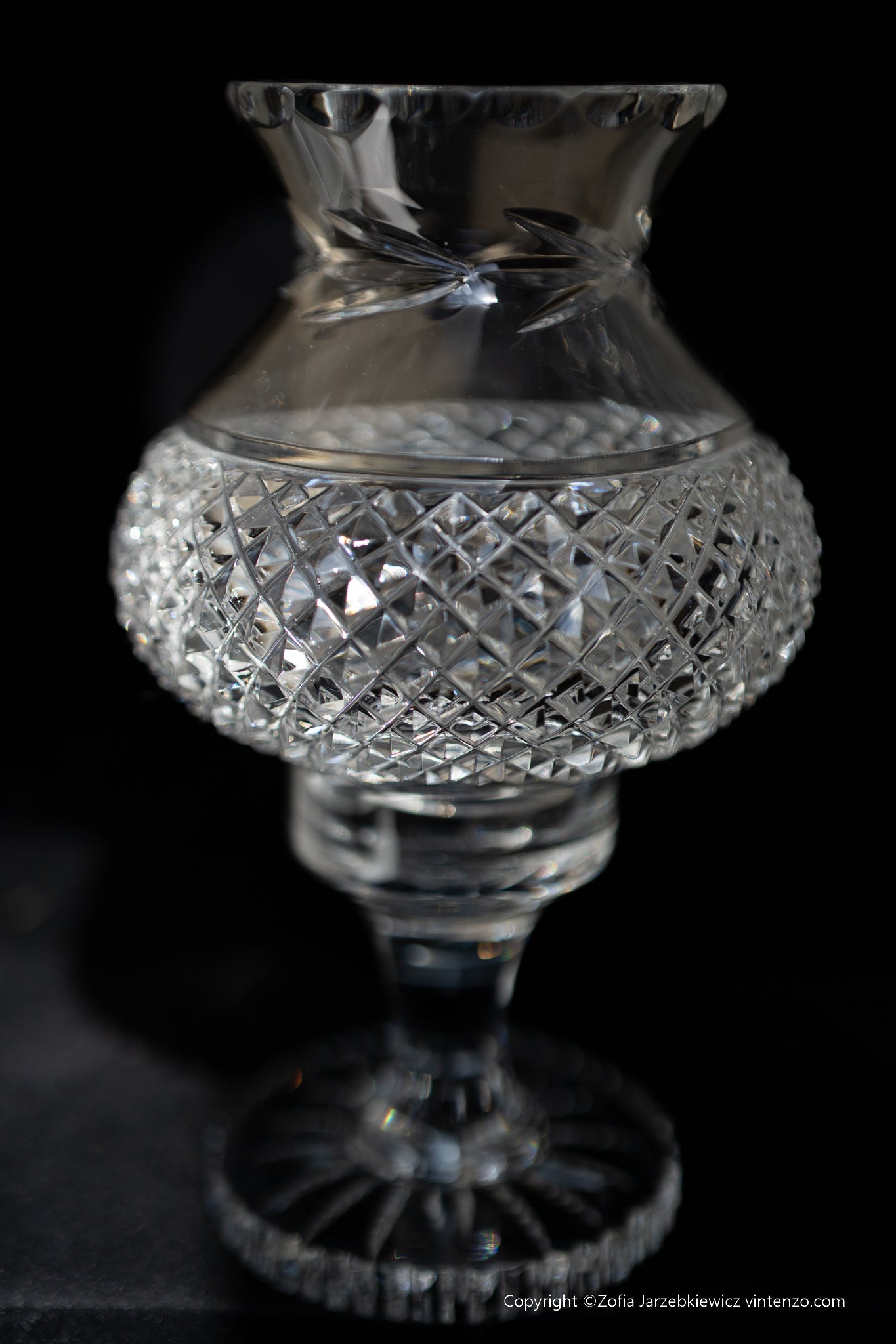 Galway Crystal Hurricane Cut Crystal Fairy Lamp