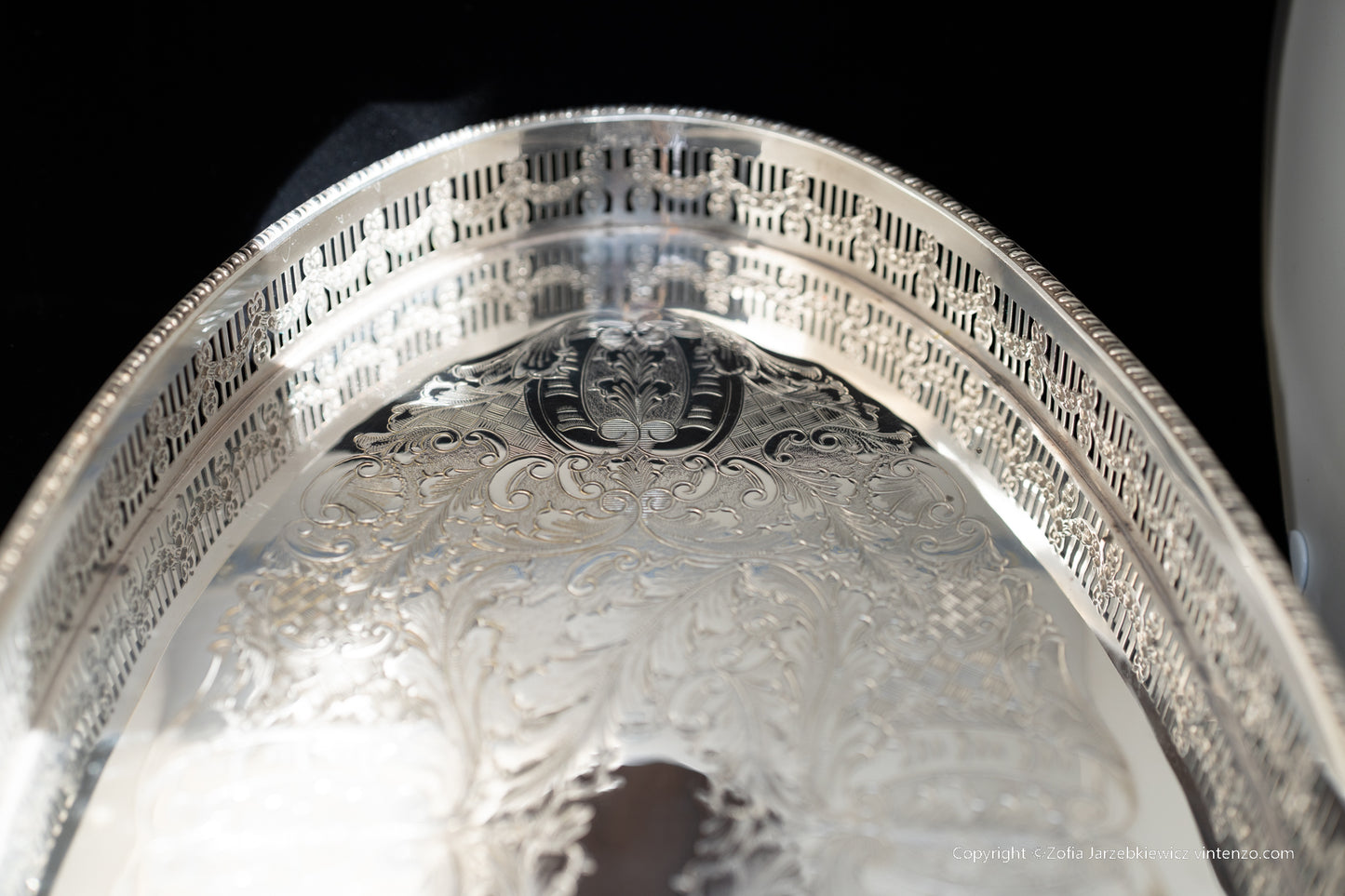 Viners of Sheffield Silver Plated Oval Tray with Crystal Glass Serving Dishes