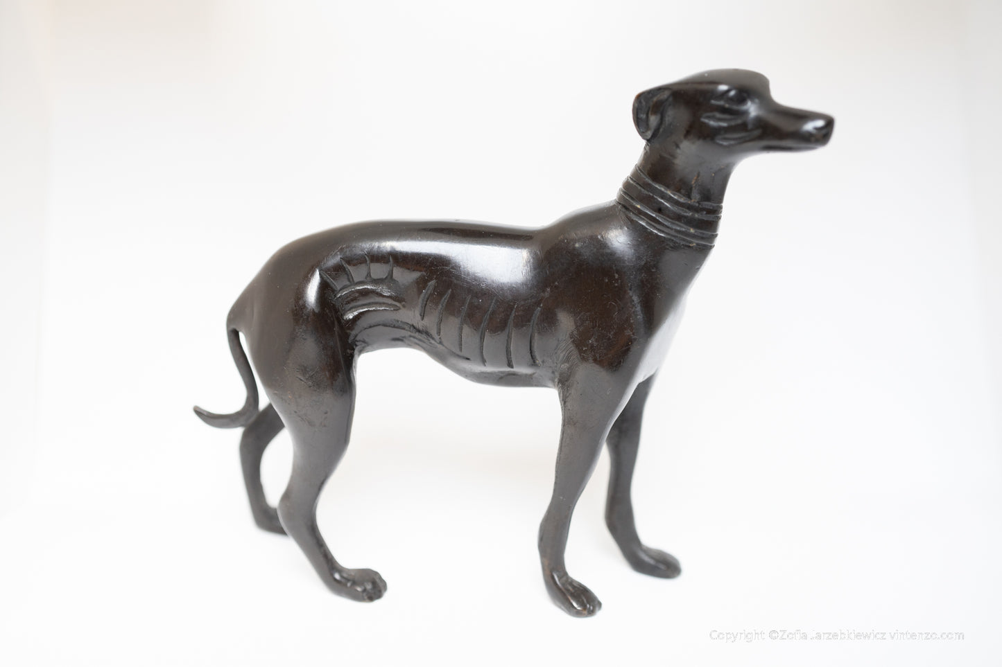1980s Bronze Greyhound Whippet Dog Sculpture