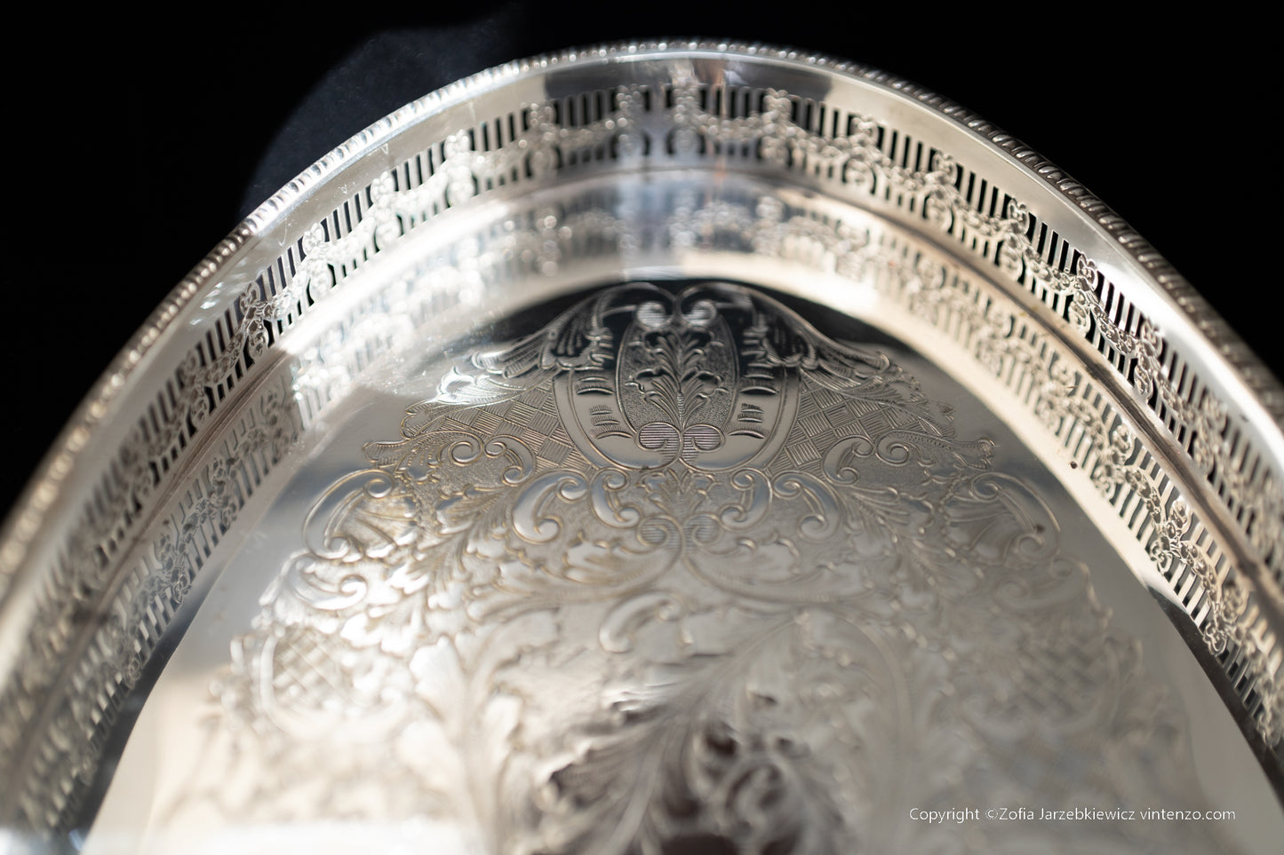 Viners of Sheffield Silver Plated Oval Tray with Crystal Glass Serving Dishes