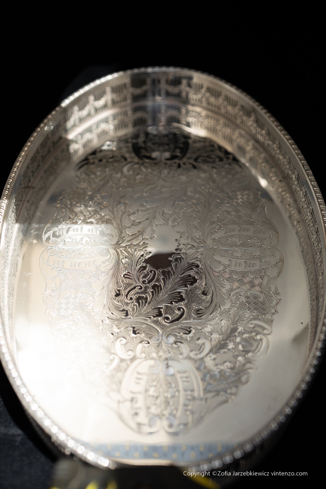 Viners of Sheffield Silver Plated Oval Tray with Crystal Glass Serving Dishes