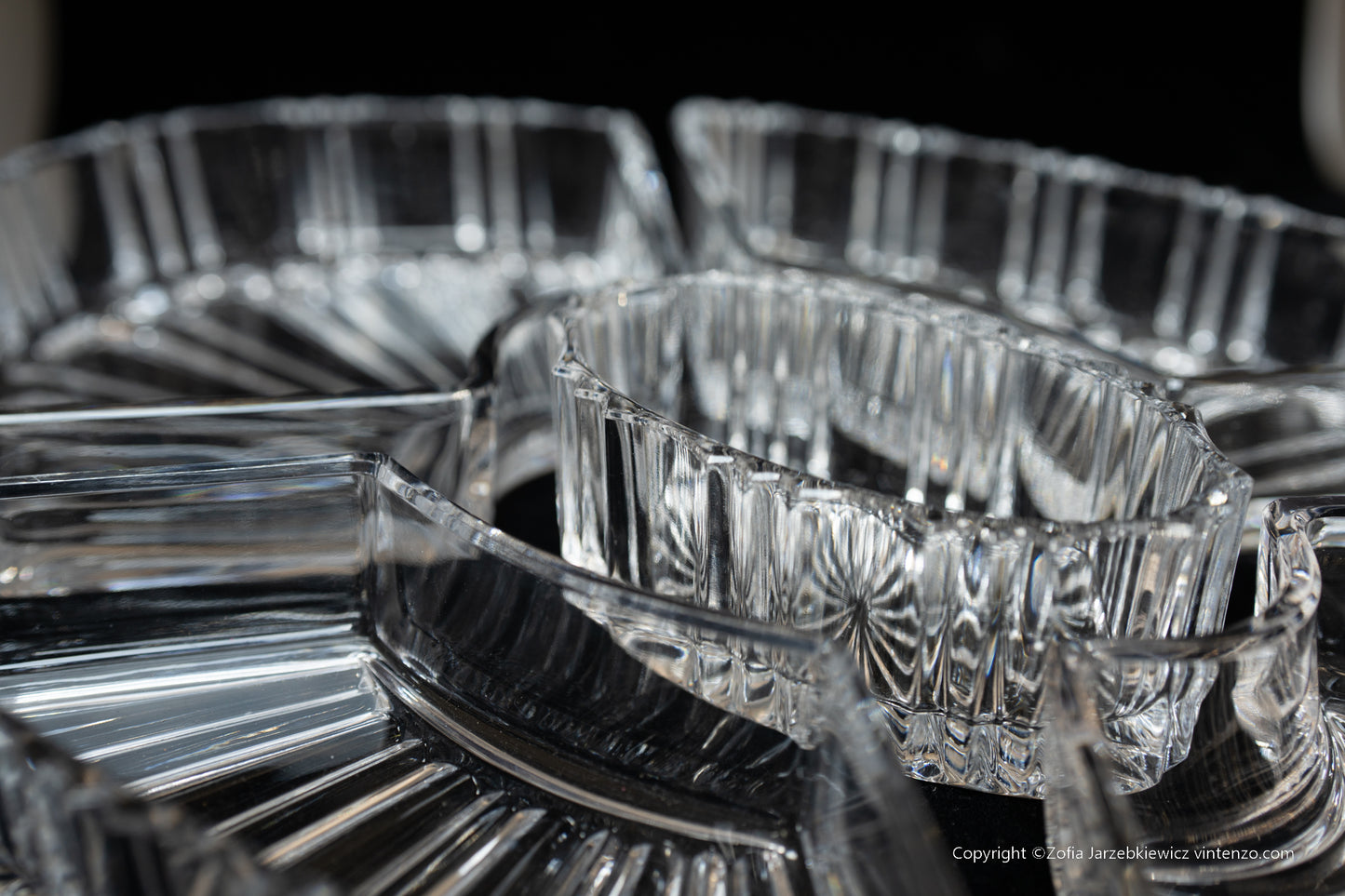 Viners of Sheffield Silver Plated Oval Tray with Crystal Glass Serving Dishes