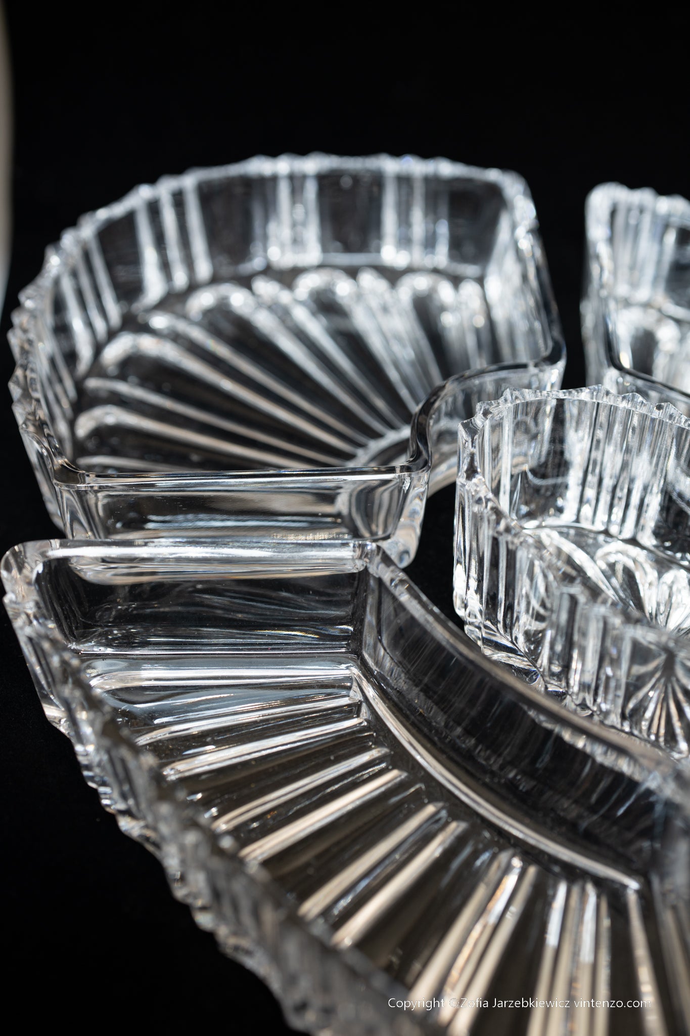 Viners of Sheffield Silver Plated Oval Tray with Crystal Glass Serving Dishes
